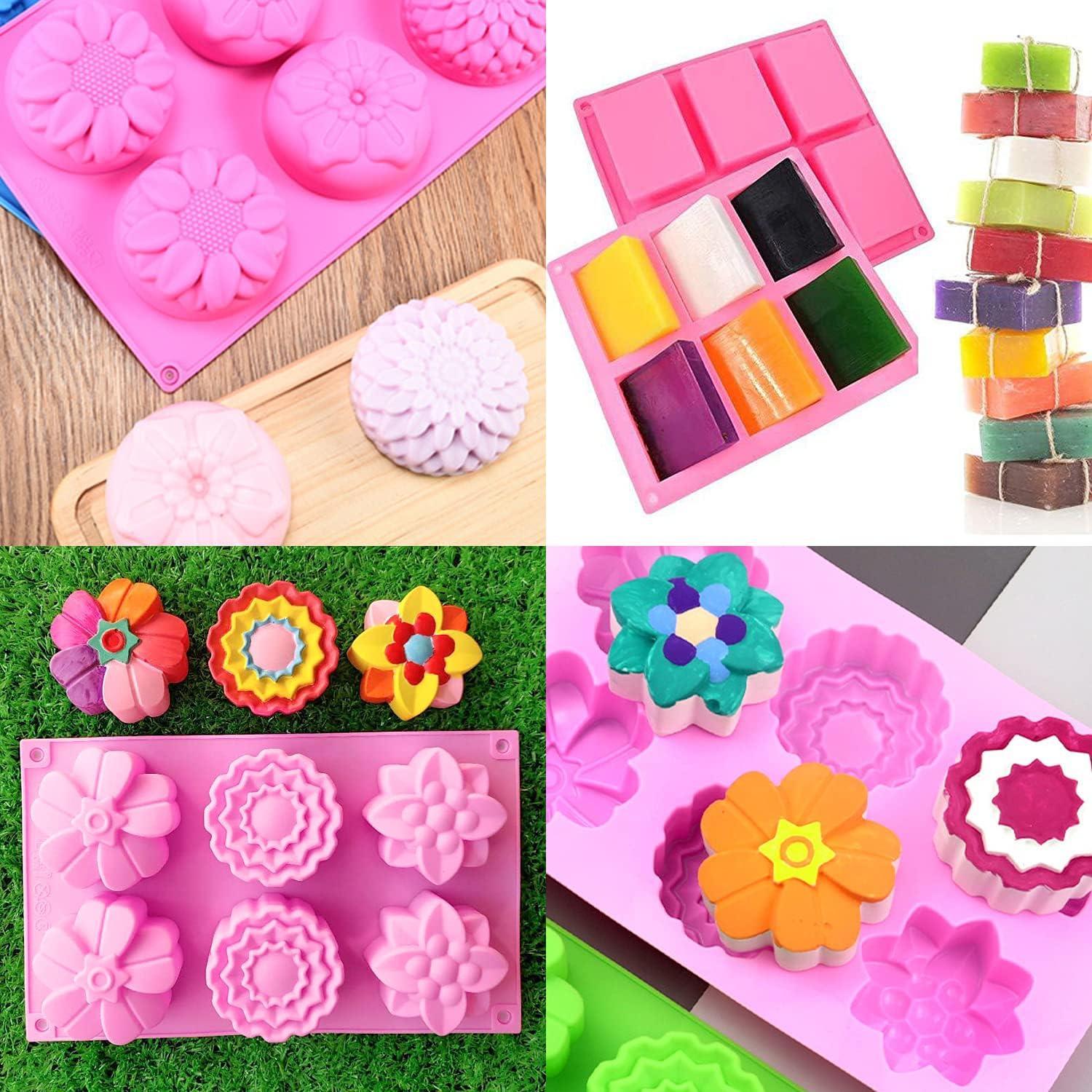 Echodo 6 Cavity Silicone Flower Soap Mold Chrysanthemum Sunflower Mixed  Flower Shapes Cupcake Backing Mold for Homemade Soap, Cake, Cupcake, Bread