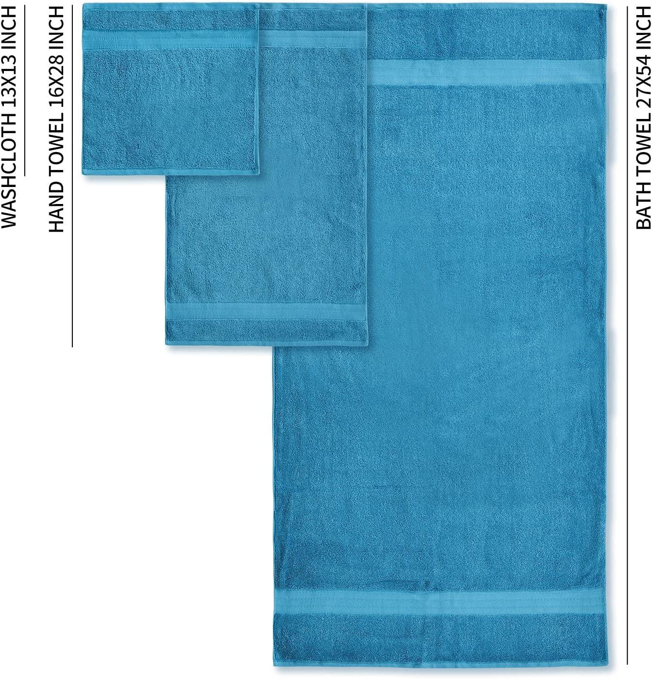 Blue Pack of 2 Large Bath Towels 100% Cotton 27x54 Highly Absorbent Soft