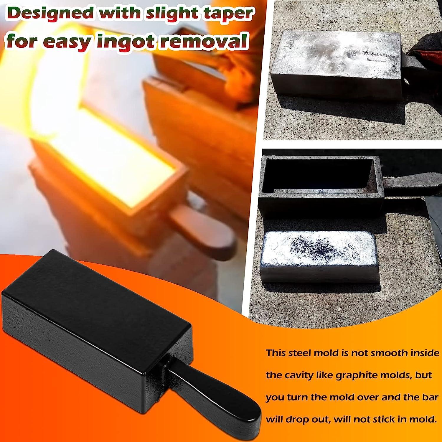 8 Pcs Graphite Ingot Mold Crucible for Melting Smelting Molds for Gold  Silver Metal Aluminum Alloy Copper Brass Casting Refining, 4 x 2 x 1 Inch