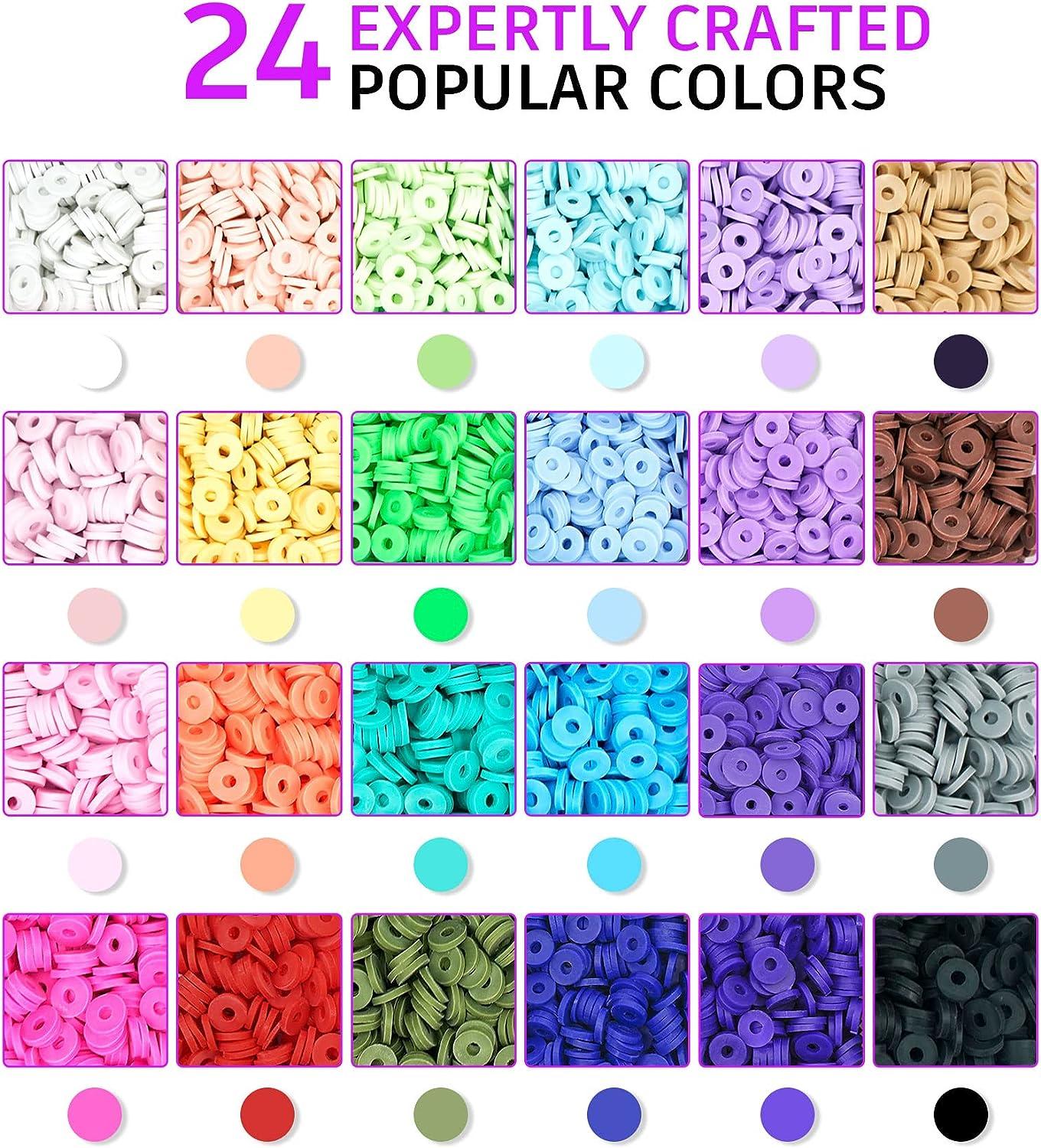 Gionlion 6000 Clay Beads Bracelet Making Kit, 24 Colors Flat Preppy Beads  for Friendship Bracelets, Polymer Clay Beads with Charms for Jewelry  Making