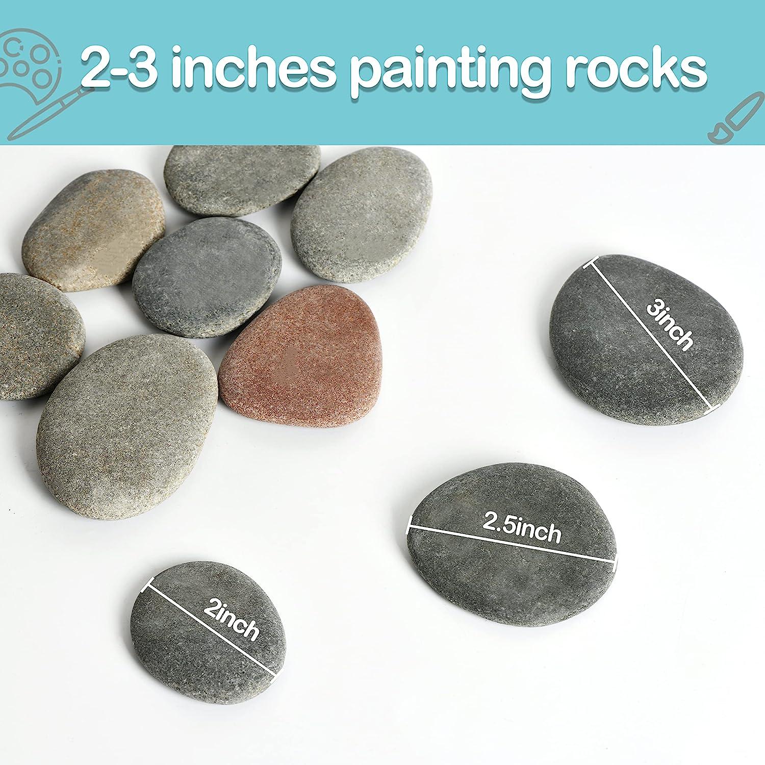 Simetufy 25 Pcs River Rocks for Painting 2-3 Painting Rocks Flat