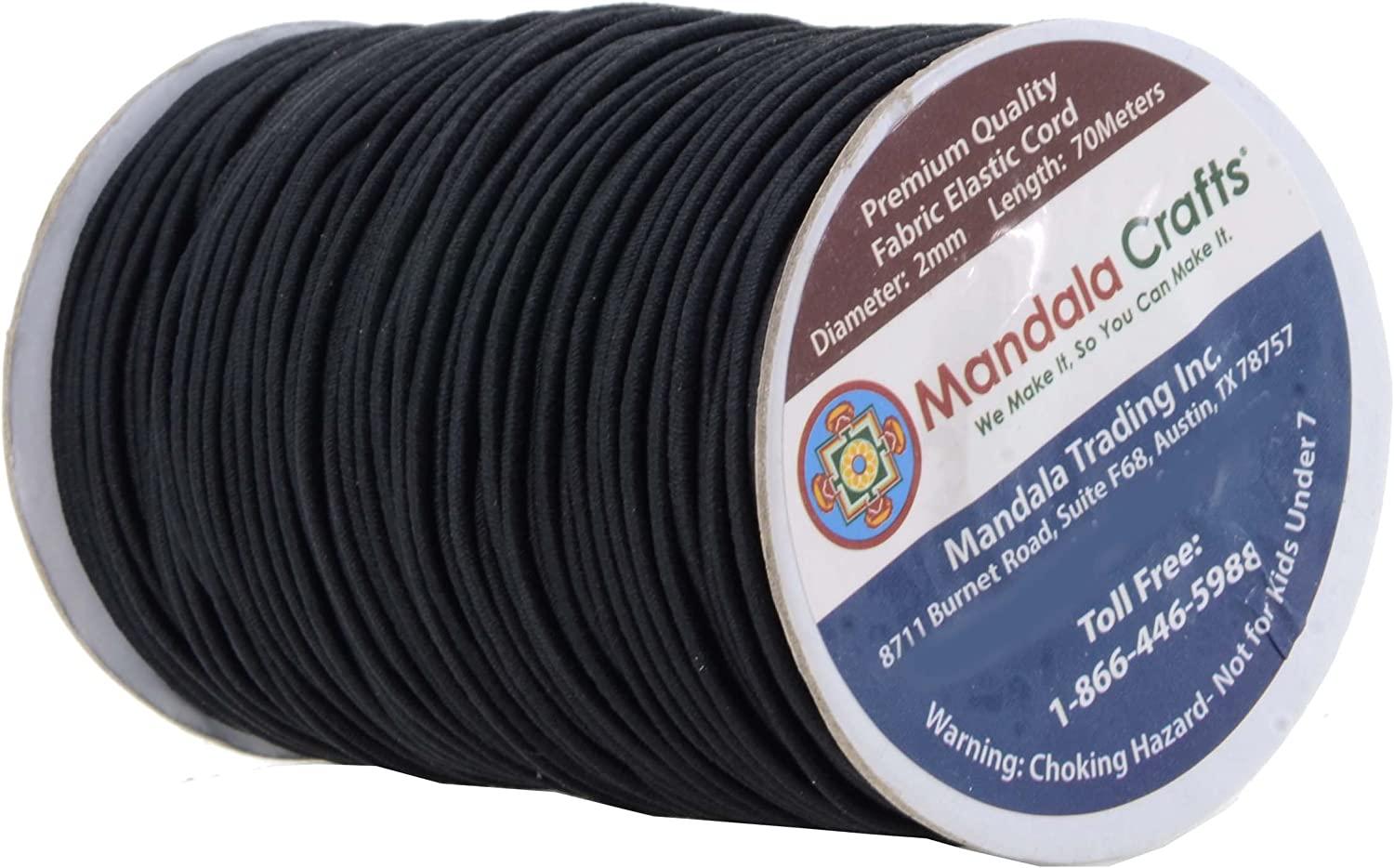 Mandala Crafts Elastic Cord Stretchy String for Bracelets, Necklaces, Jewelry  Making, Beading, Masks (Black, 2mm 76 Yards) Black 2mm 76 Yards