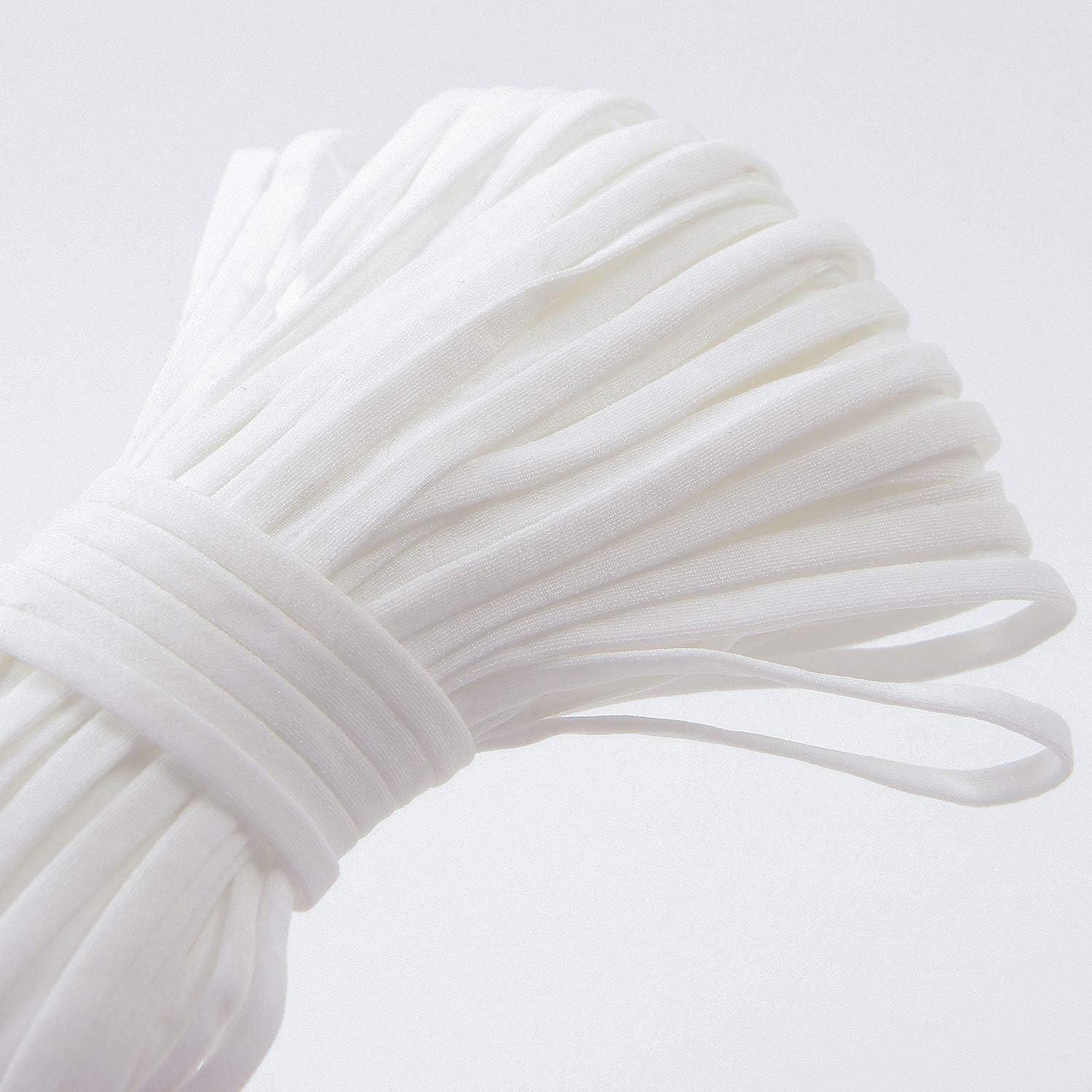 Elastic Band For Sewing 1/4 Inch Braided DIY Crafts Masks Stretch Cord -  Off White Color 10 Yards [1 Pack]