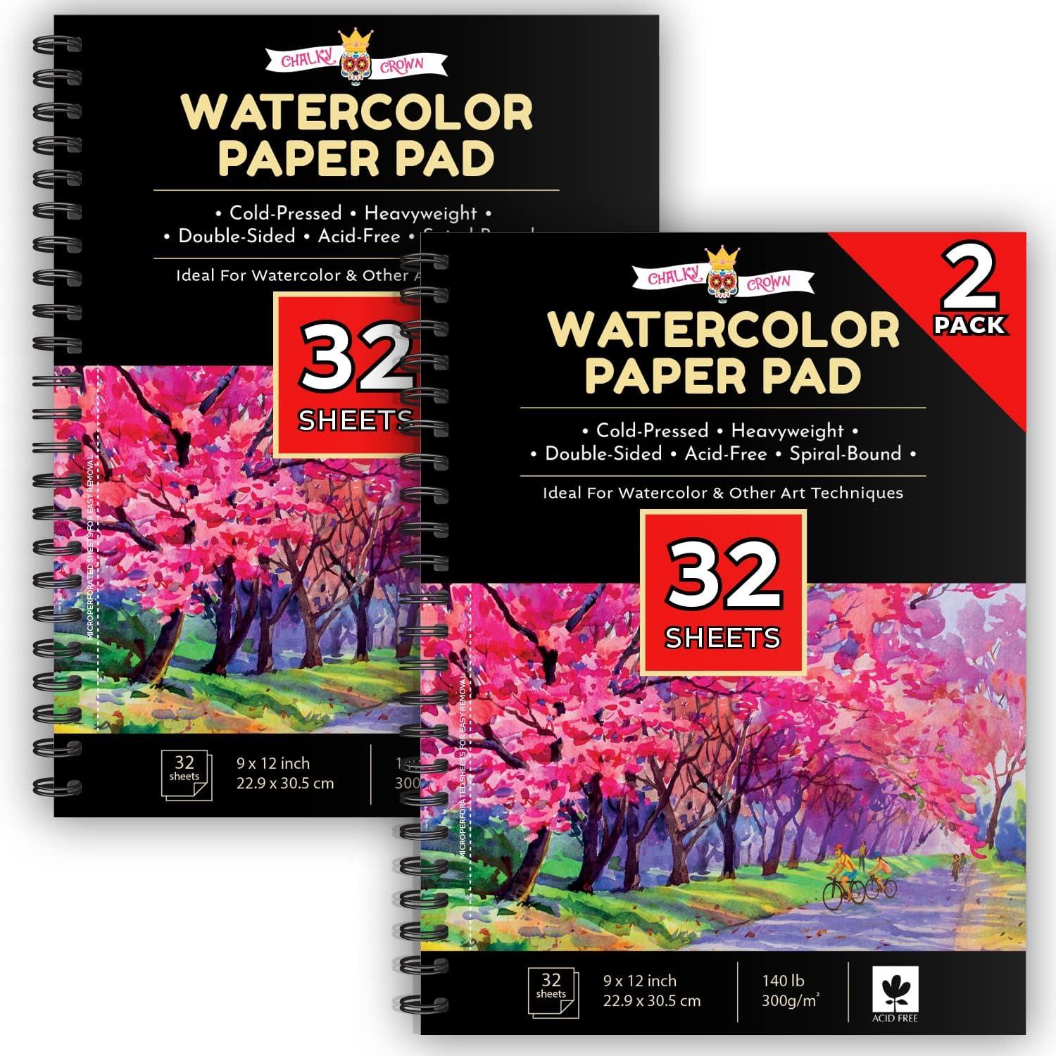 Arteza Watercolor Paper 9x12 inch, Pack of 2, 64 Sheets (140lb/300gsm), Cold Pressed