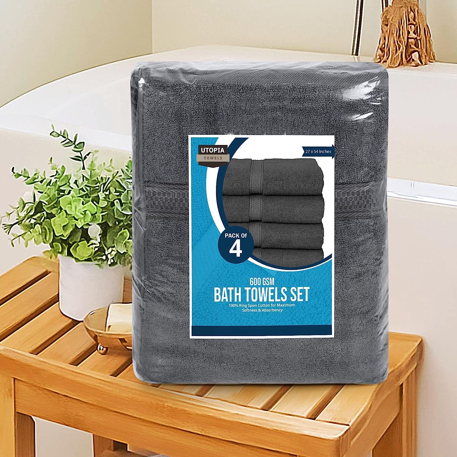 4 Piece Bath Towel Set 100% Turkish Cotton 27 In 54 In Bath Towels For  Bathroom