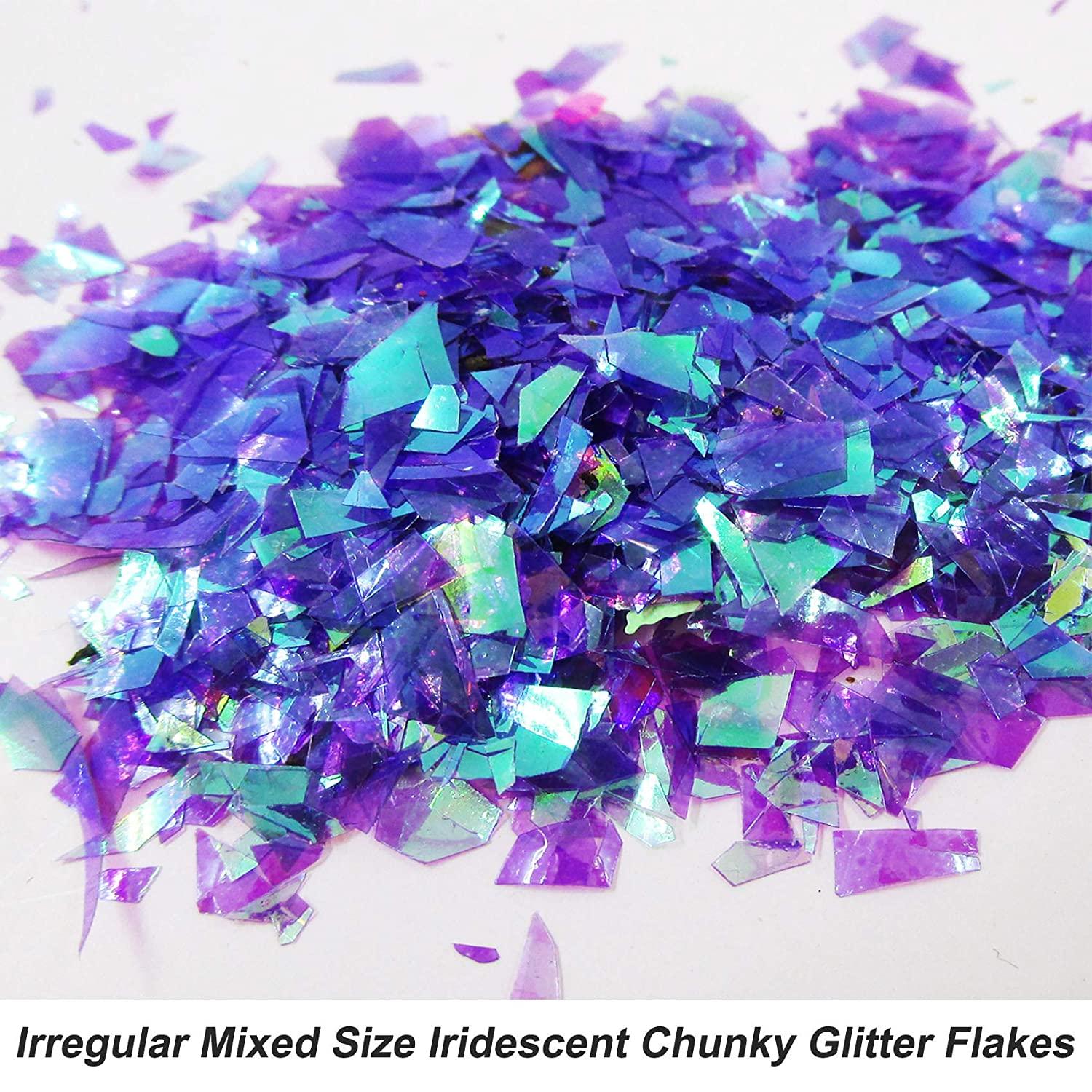 4Box/Set Blue Purple Iridescent Irregular Flakes Nail Glitter Decoration  Shiny Mermaid Chunky Glitter Bulk Sequins Paillettes DIY Accessories Nail  Art Supplies
