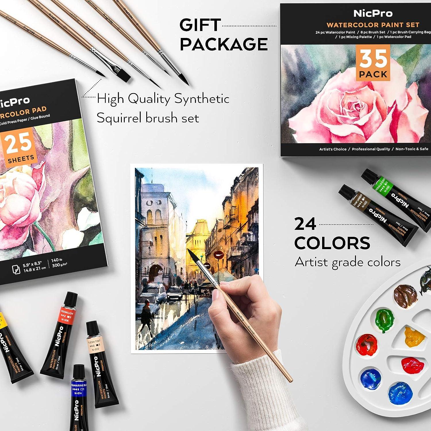 Nicpro 15 PCS Professional Watercolor Paint Brushes Set, Artist
