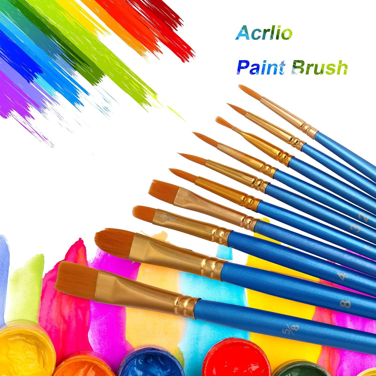 JOINREY Paint Brushes Set 20 Pcs Round Pointed Tip Paintbrushes Nylon Hair Artist Acrylic Paint Brushes for Acrylic Oil Watercolor Face Nail Art Mi