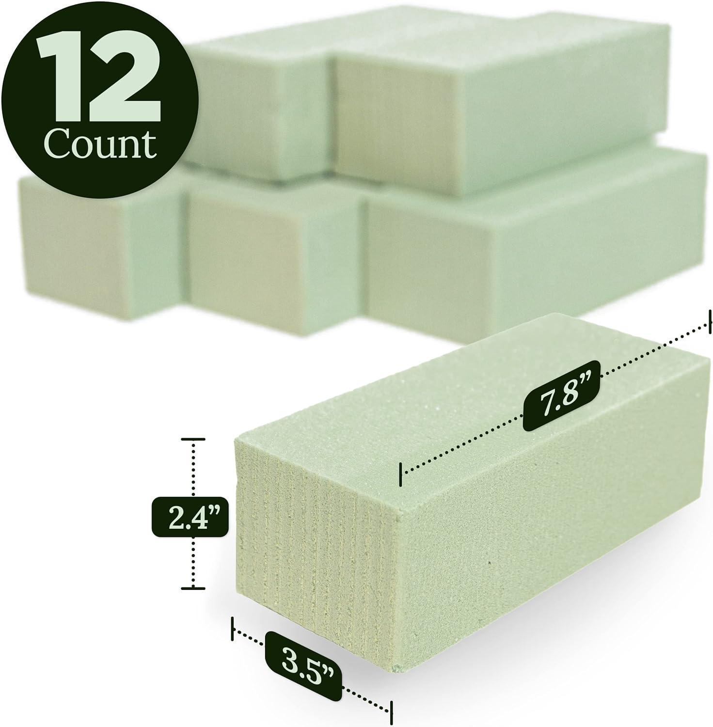 12 Green Floral Foam Squares for Use in Floral Arranging and Crafts