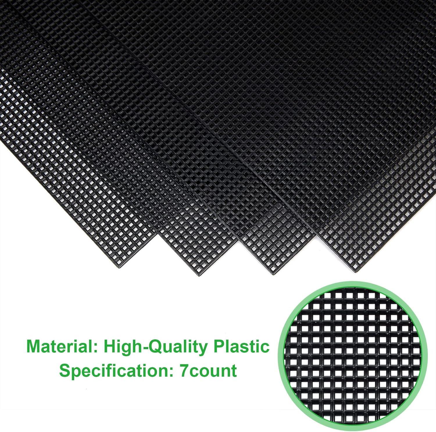 30 Pack 7 Count Plastic Mesh Canvas Sheets Black Thick Plastic Mesh Sheet  Canvas for Embroidery Acrylic Yarn Crafting Knit and Crochet DIY Projects