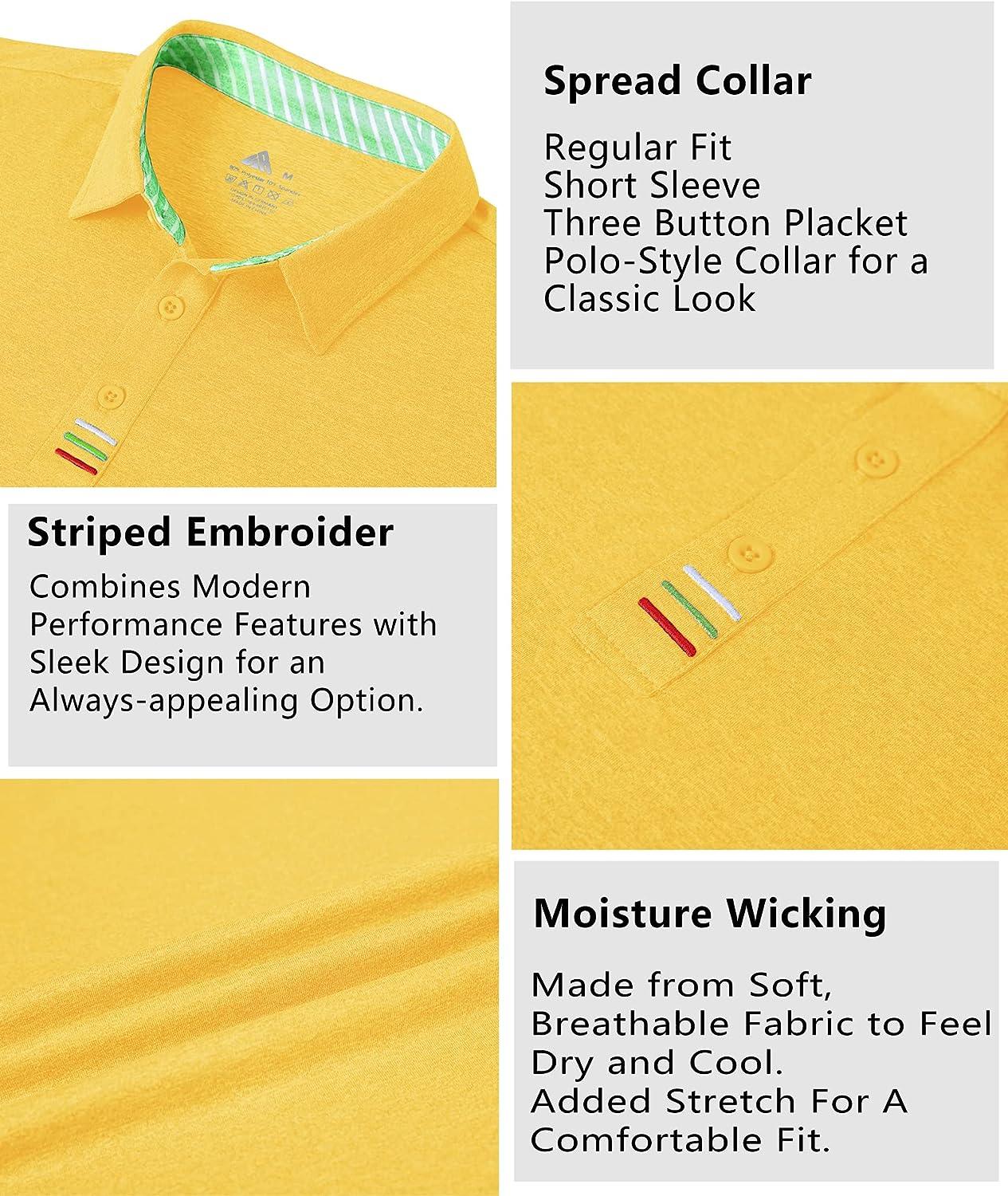 Men's Polo Shirt Regular Fit Performance Moisture Wicking Dry Golf