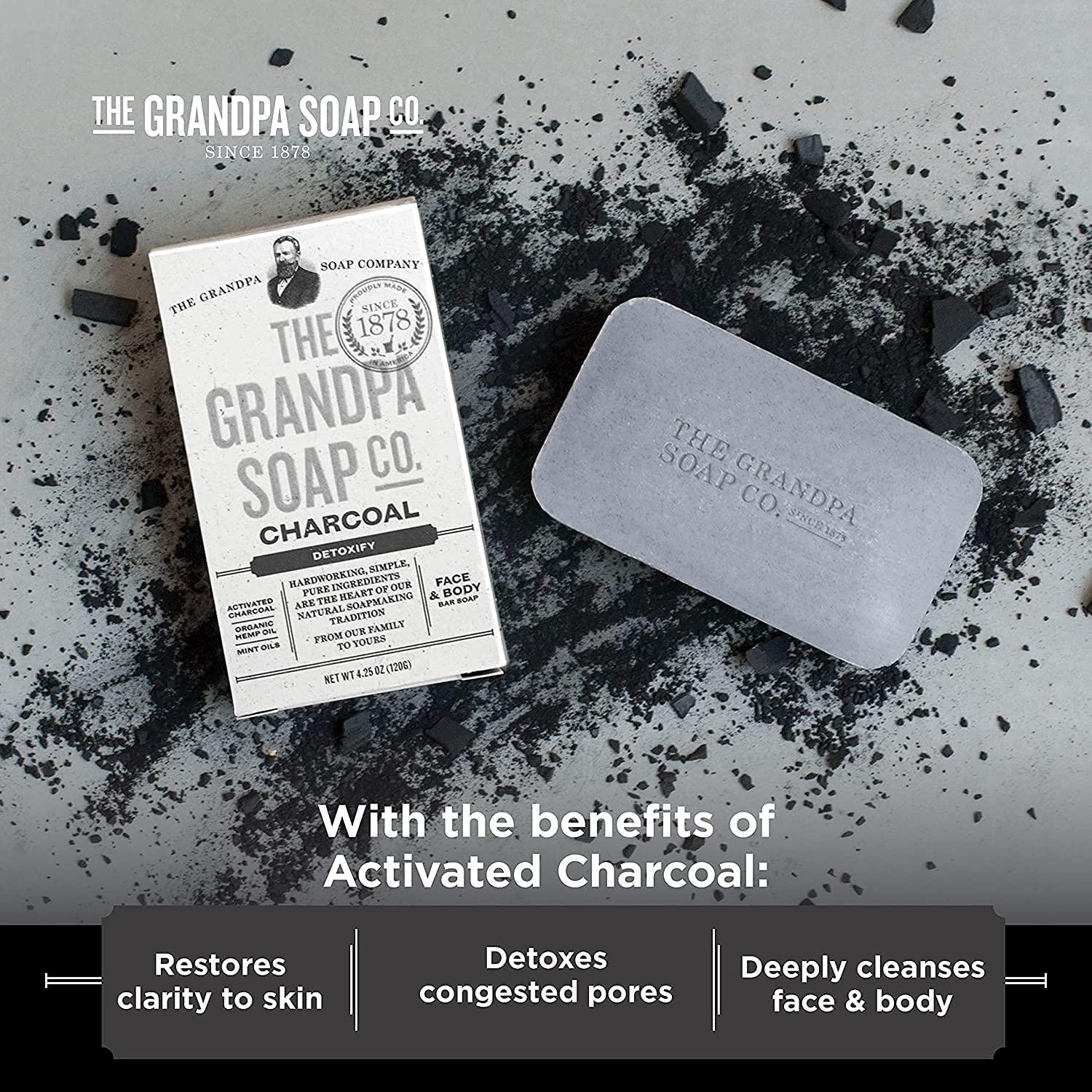 Grandpa Soap Bar Soap, Face & Body, Detoxify, Charcoal - 4.25 oz