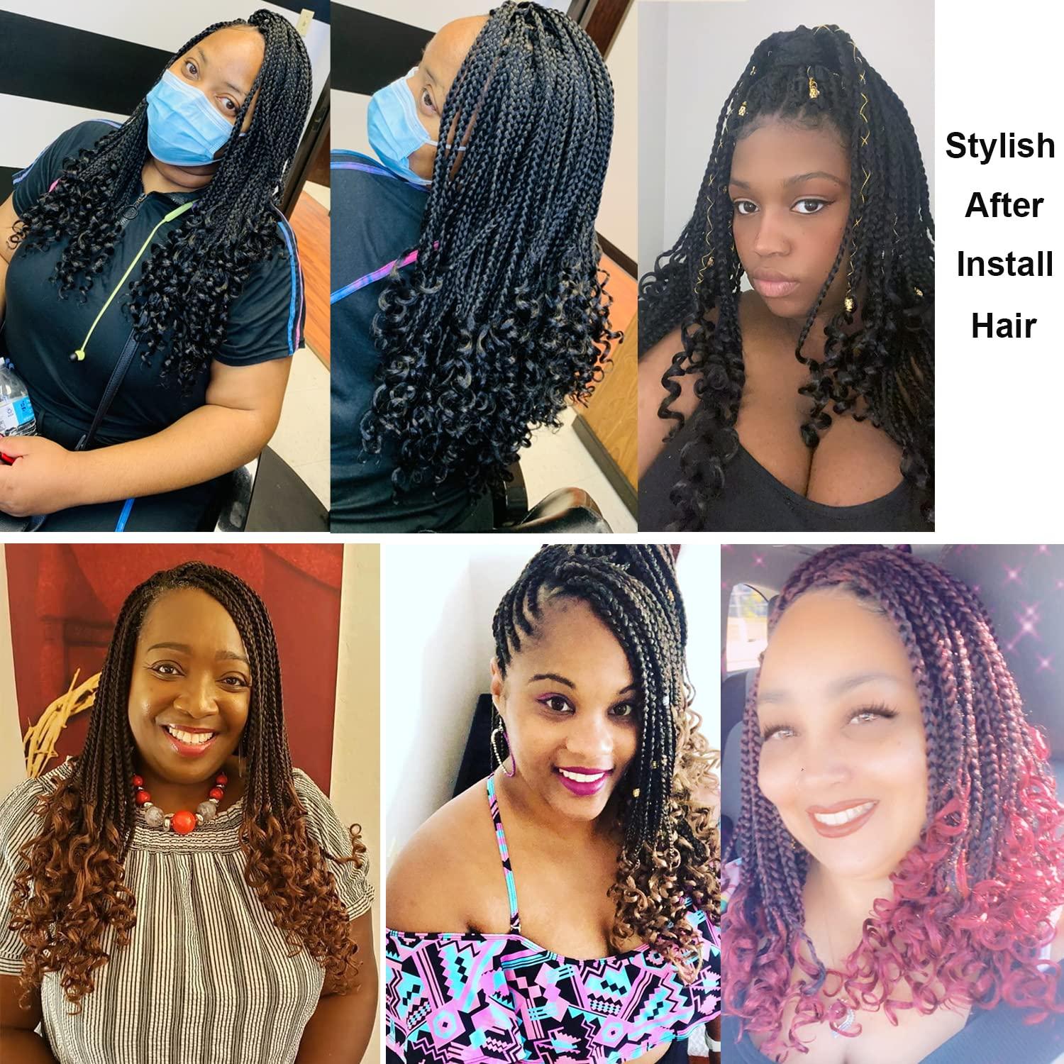 7 Packs 10 Inch Crochet Box Braids Hair with Curly Ends Prelooped Goddess Box  Braids Crochet Hair Braiding Hair Crochet Braids Hair for Black Women (10  Inch ( Pack of 7 ), 1B#) 10 Inch ( Pack of 7 ) 1B#