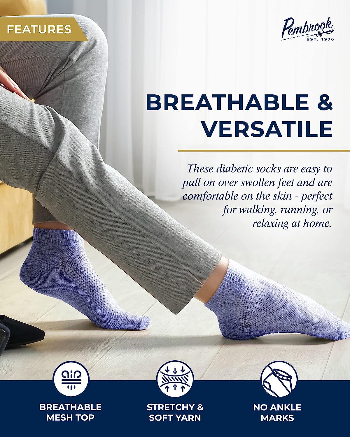 Pembrook Diabetic Socks for Women and Men - 6 Pairs Ankle Low Cut