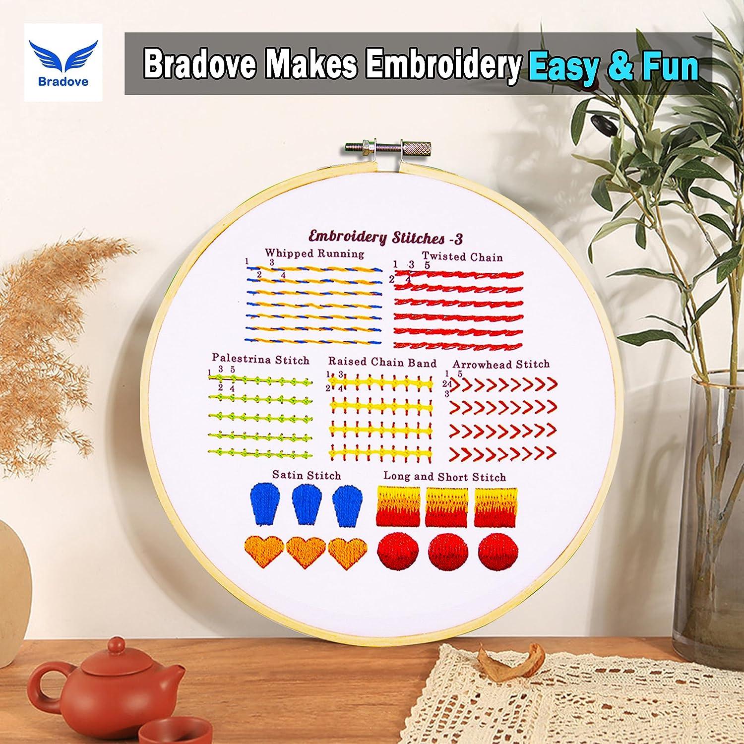 Embroidery Kit for Beginners Adults Cross Stitch Kit Hand Embroidery New W/  Loop