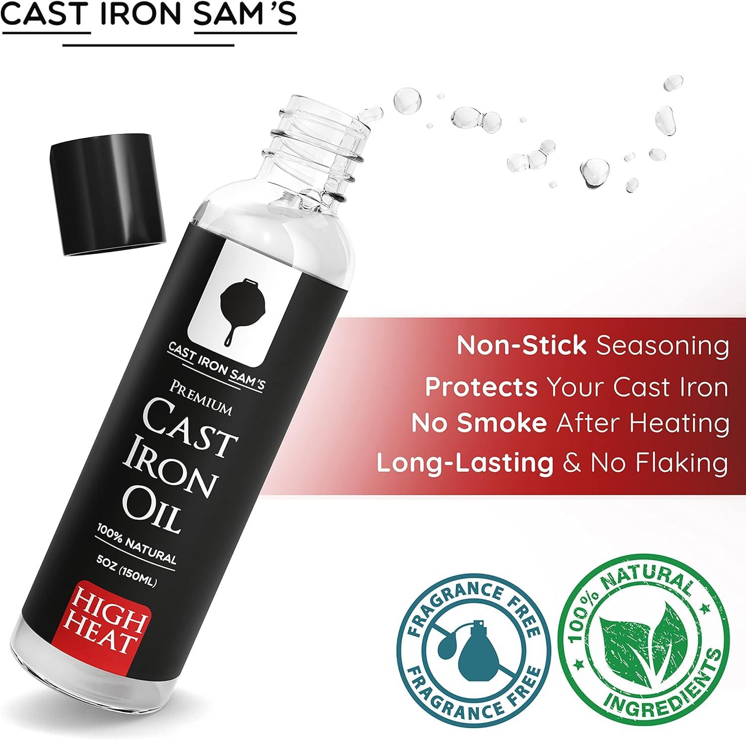 Cast Iron Sam's Seasoning Oil - Cookware Care, All Iron Pans, Skillets,  Griddles