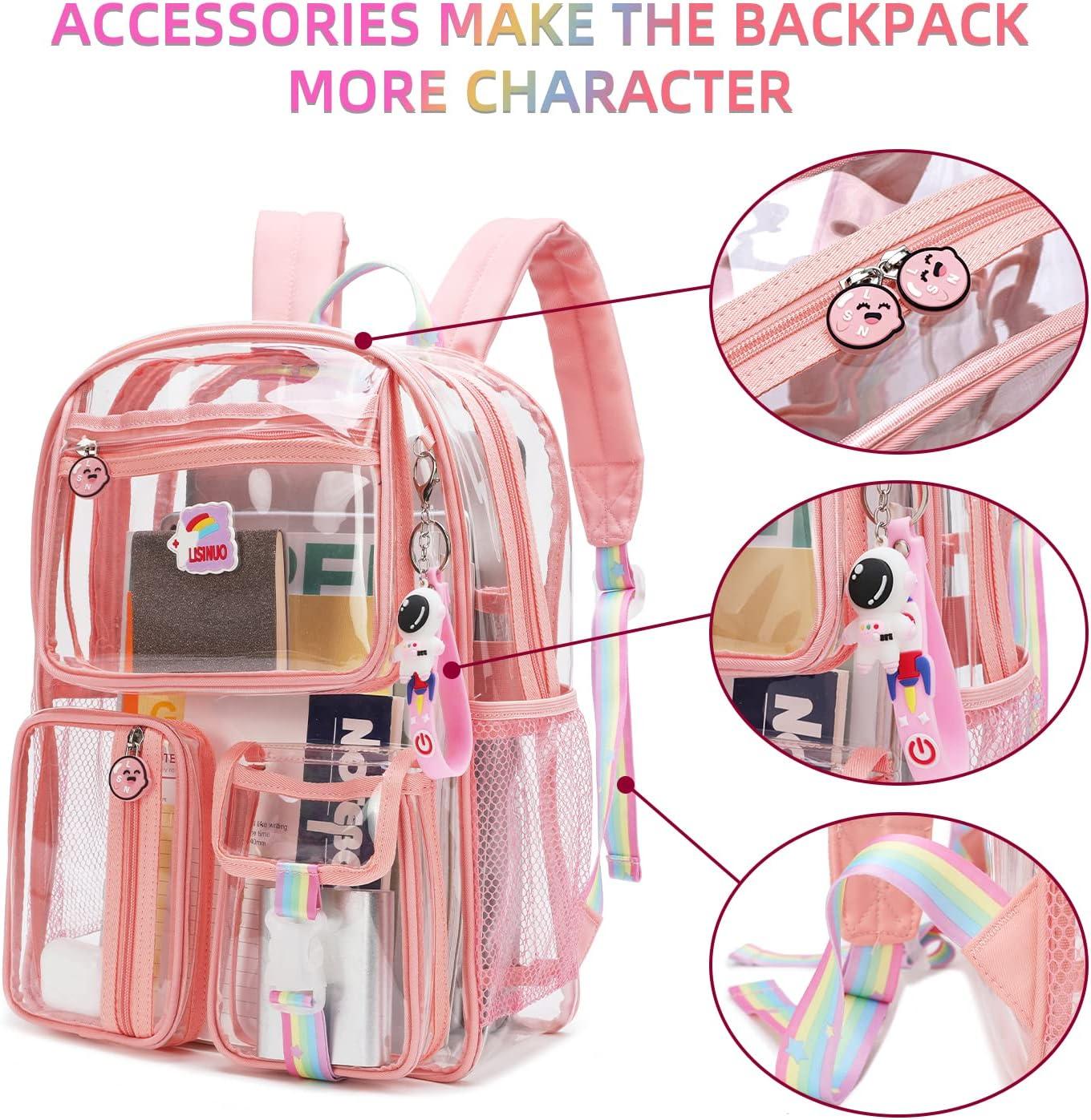 LISINUO Clear Backpack Girl Transparene Backpacks See Through Book