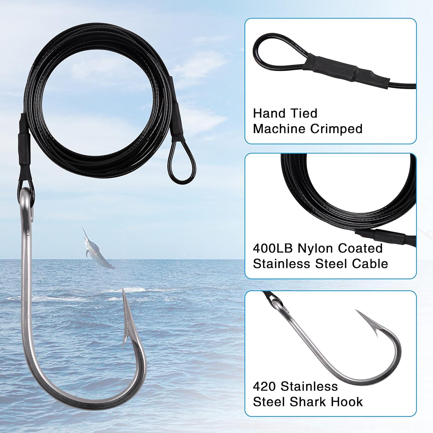 Saltwater Shark Circle Hooks Rig Leaders Wire,2/4PCS Stainless Steel Circle  Hooks Rig Leader