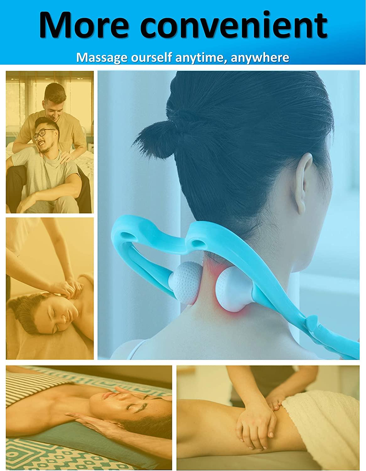 LZCY Neck Massager,Dual Pressure Trigger Point Massage Tool,Handheld Self  Shoulder Relaxer for Neck,Knee,Back Pain Relief,Muscle Deep Tissue Shiatsu