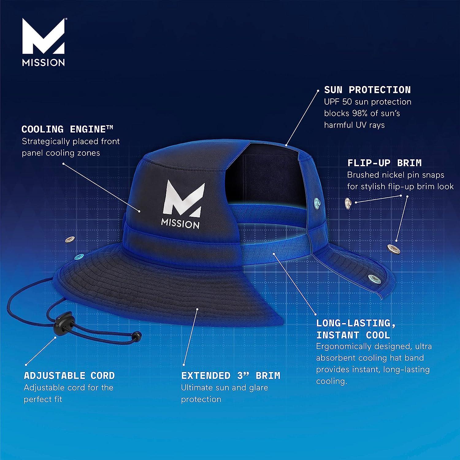 MISSION Cooling Bucket Hat- UPF 50, 3 Wide Brim, Cools When Wet One Size  Sea Palm