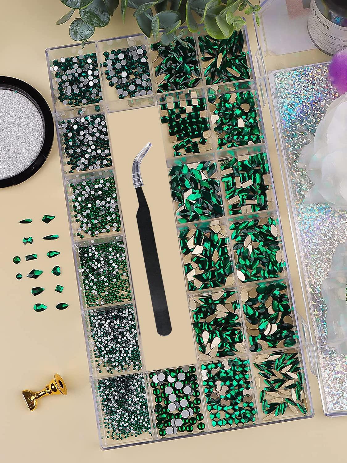 Buy Maycreate Green Glass Nail Art Rhinestones Kit 12 Grid Imitation Glass  Crystal Manicure Box - Azwb2-15Nfx7O Online at Best Prices in India -  JioMart.