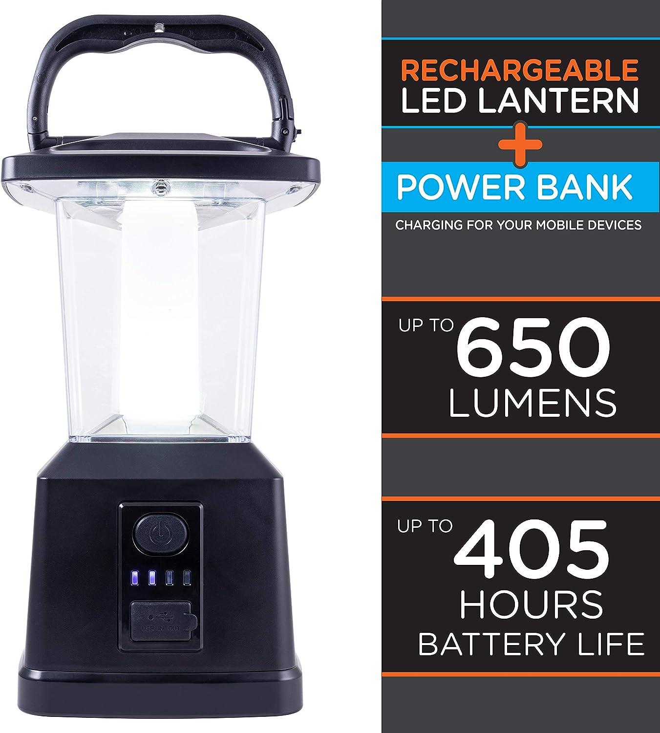 Enbrighten LED Camping Lantern, Battery Powered, Carabiner Handle, Hiking  Gear, Emergency Light, Tent Light, Lantern Flashlight for Hurricane,  Emergency, Survival Kits, Fishing, Home and More Rechargeable - Black