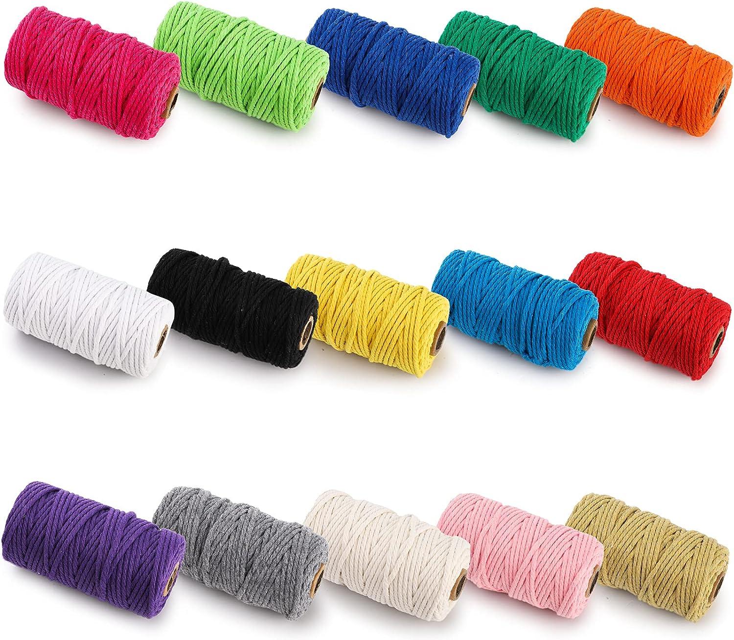 ZEAYEA 15 Rolls Macrame Cord 3mm x 480 Yards Natural Cotton Macrame Rope 4-Strand Twisted Soft Cotton Twine String Cord for Artworks Wall Hanging
