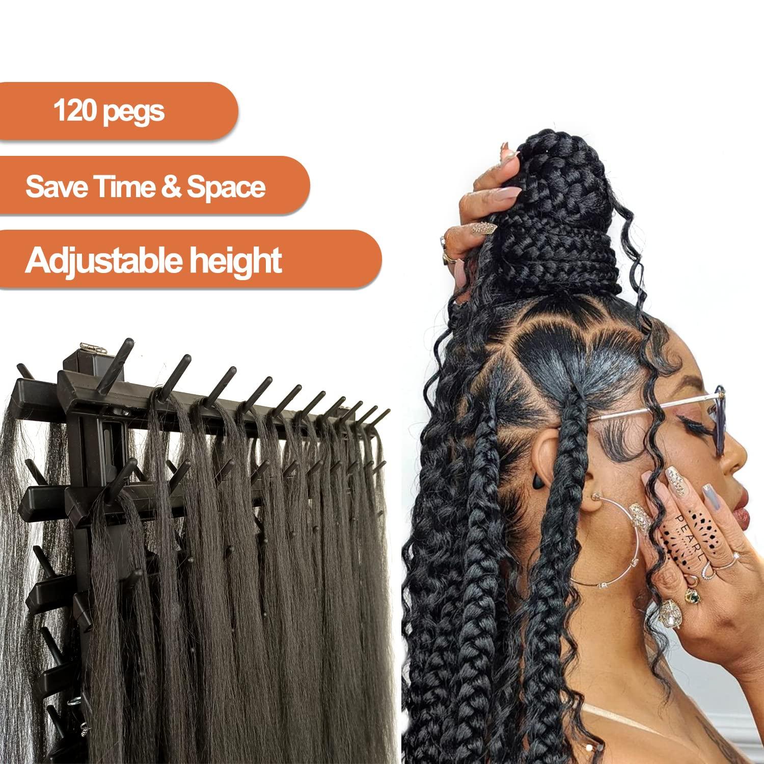 Braiding Hair Rack ,Wall Mount Hair Holder ,120 Spools Thread Holder  ,Foldable Hair Stand ,Hair Separator Extension Stand for Saving Time ,Home  