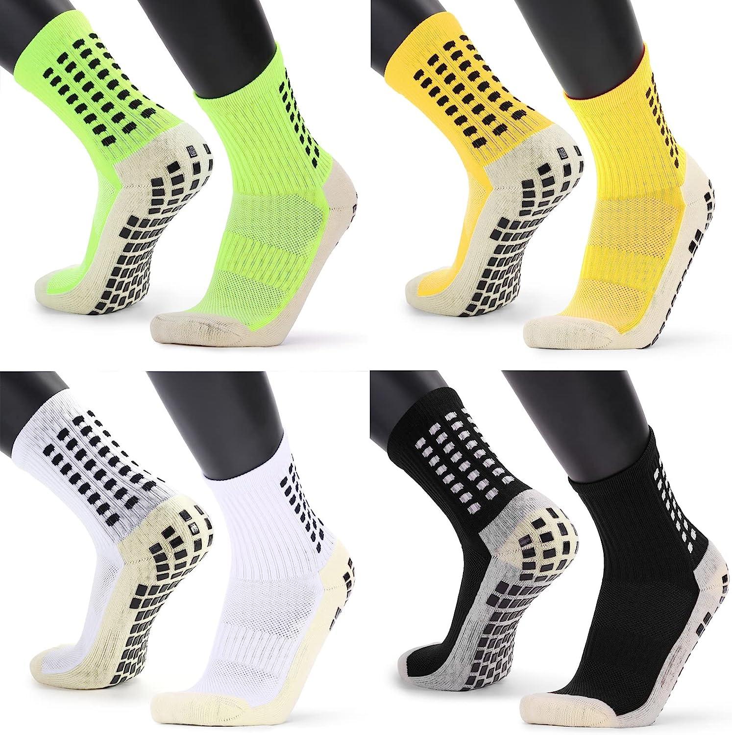 2 Pairs Men's Anti-slip Sports Socks, Breathable Athletic Rubber Grip Socks,  Football