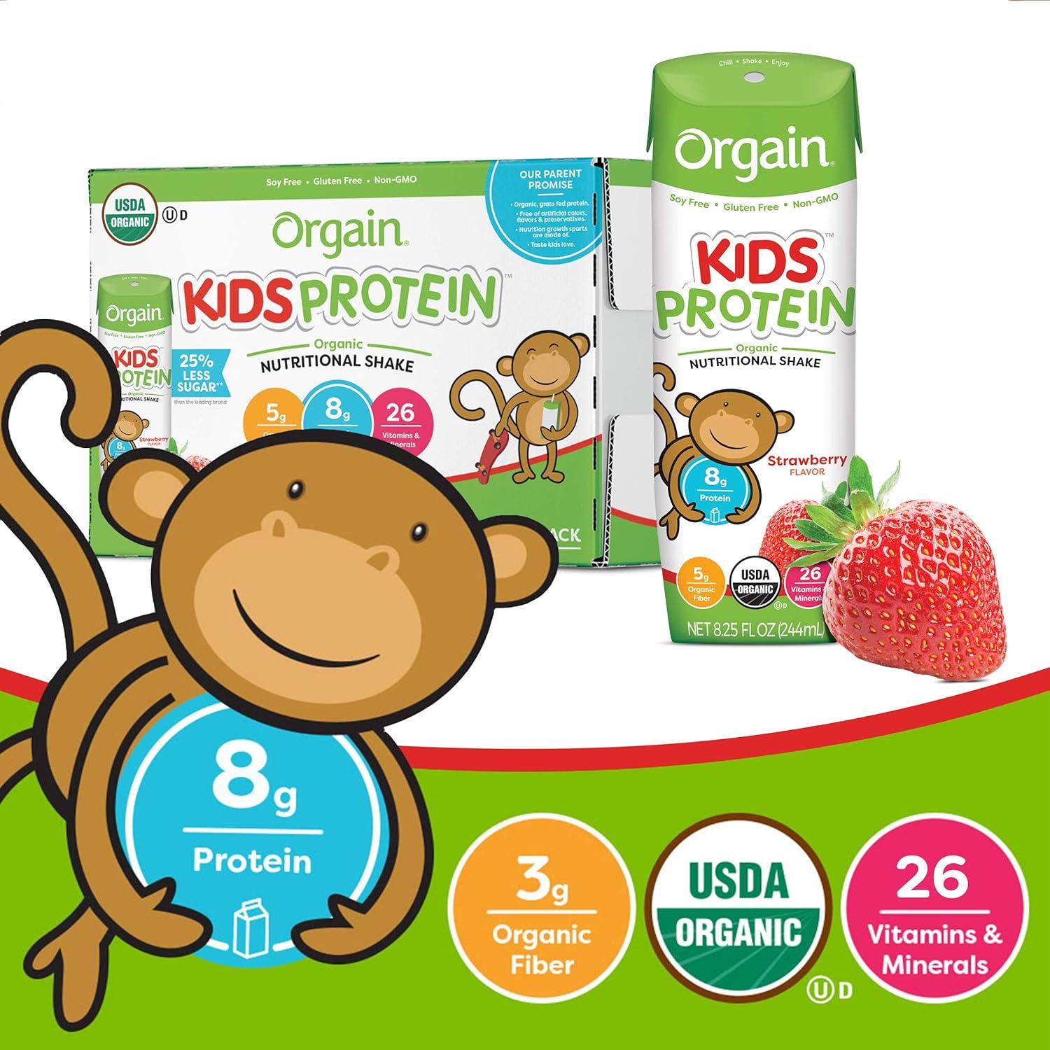 Orgain Healthy Kids Organic Nutritional Shake, Strawberry - 12 pack, 8.25 fl oz cartons