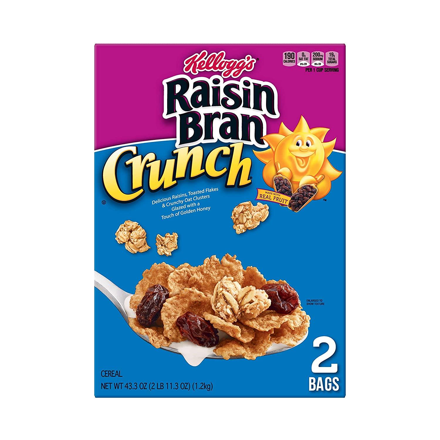 Kelloggs Raisin Bran Crunch Breakfast Cereal Original Good Source Of Fiber 433 Oz Box