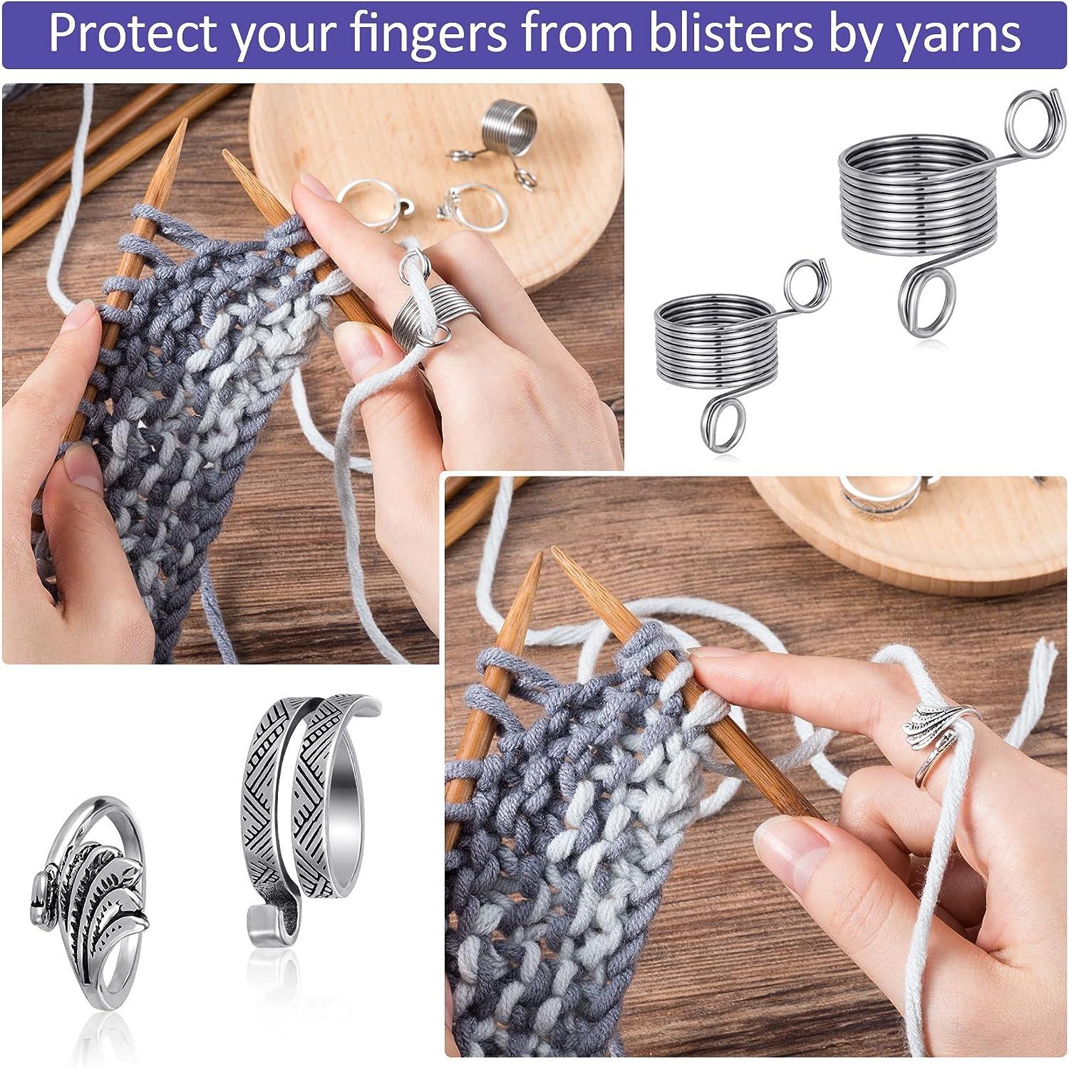  Crochet Rings, 10 Pieces Adjustable Knitting Rings Crochet  Finger Rings, Metal Open Yarn Guide Knitting Tension Rings for Knitting DIY  Crafts Crochet Finger Holders Knitting Ring Accessories