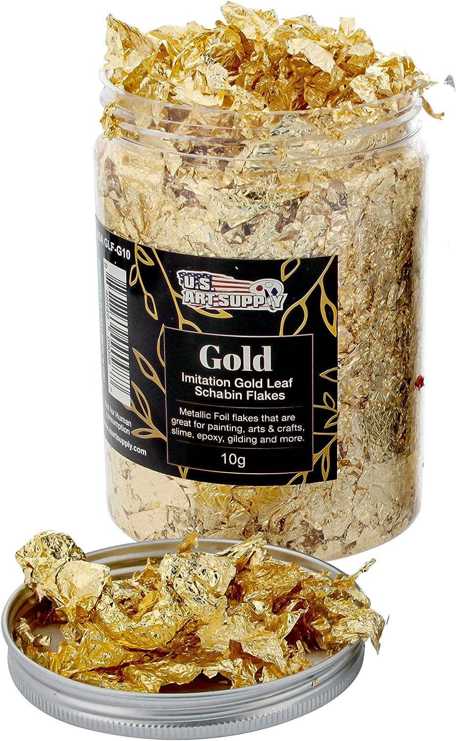 Gold Leaf, Gold Flakes, Gold Foil Flakes for Resin, Imitation Gold Foil  Flakes Metallic Leaf Gold Foil for Nails Painting Crafts Slime and Resin