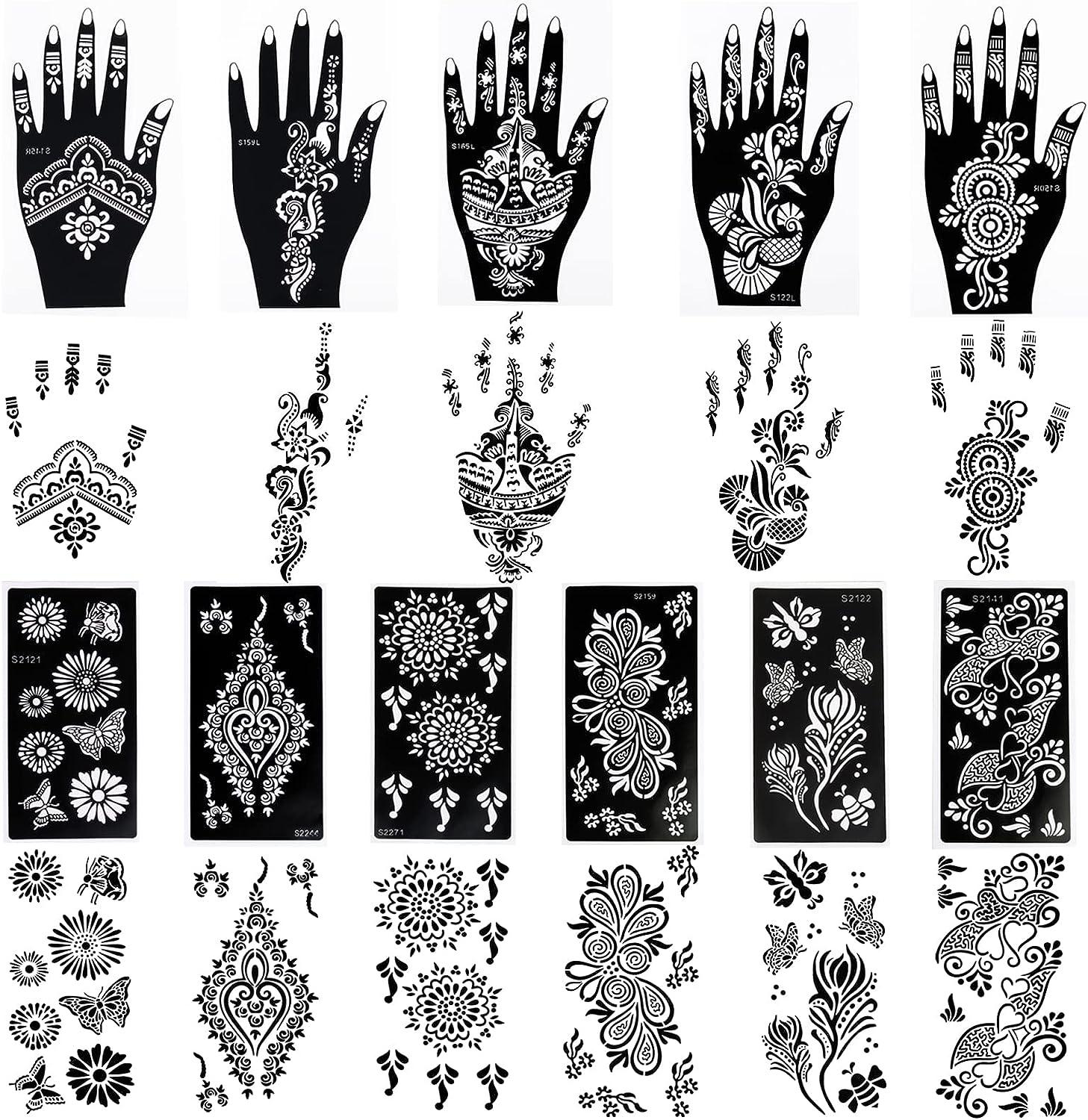 Henna Tattoo Stencil Kit 16 Sheets Henna Tattoo Sticker For Hands Legs And Other Parts Of The 5774