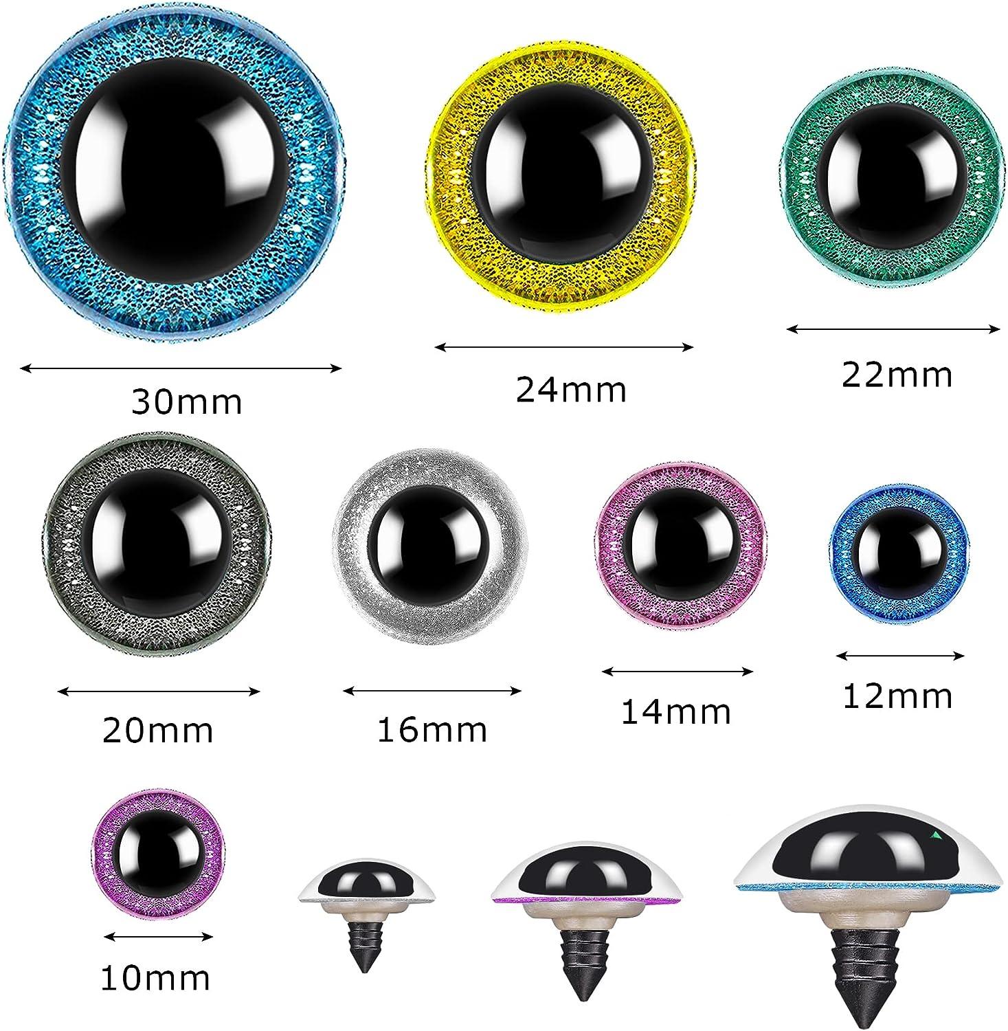 Pack of 220 12-30 mm Safety Eyes Glitter Safety Eyes Large Wiggly