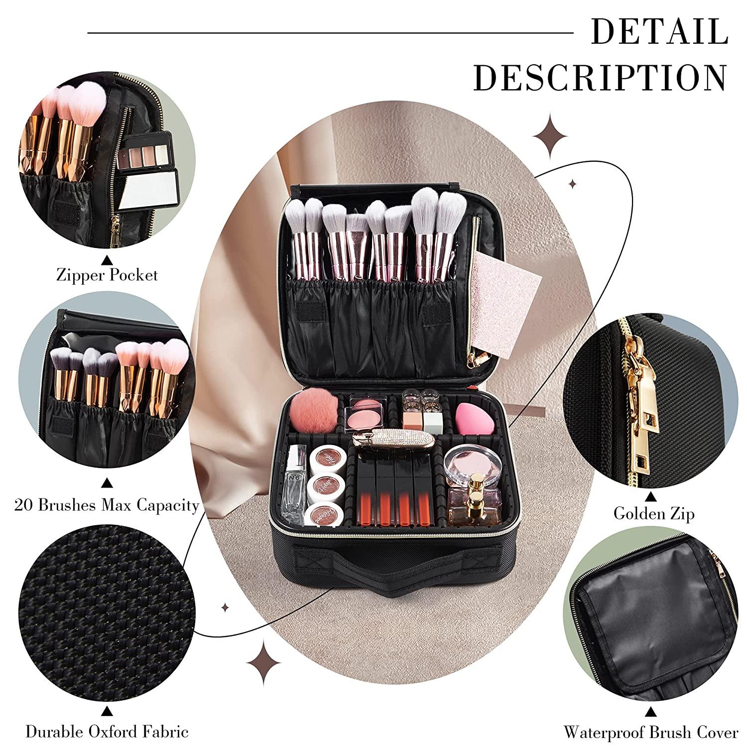 Professional Cosmetic Makeup Case Travel Wash Toiletry Bag Organizer Storage Box in Black