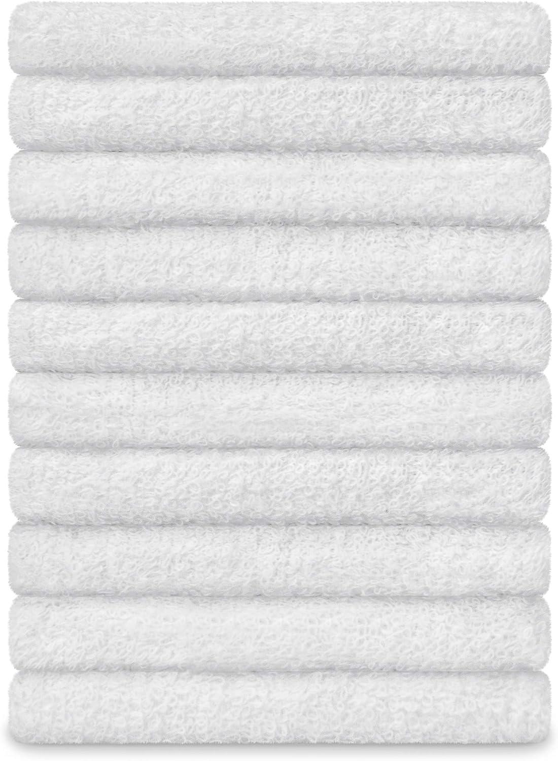Decorrack 100% Cotton Wash Cloth, 12 x 12 inch, White (10 Pack)