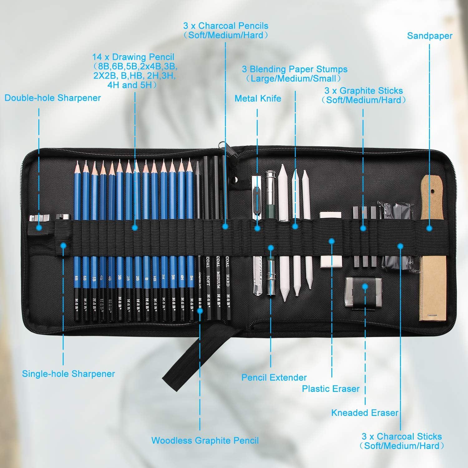 AONLSKH Art Supplies Drawing and Sketching Colored Pencils Set 96-Piece,Graphite Charcoal Professional Artists Pencils Kit,Gifts for Kids & Adults