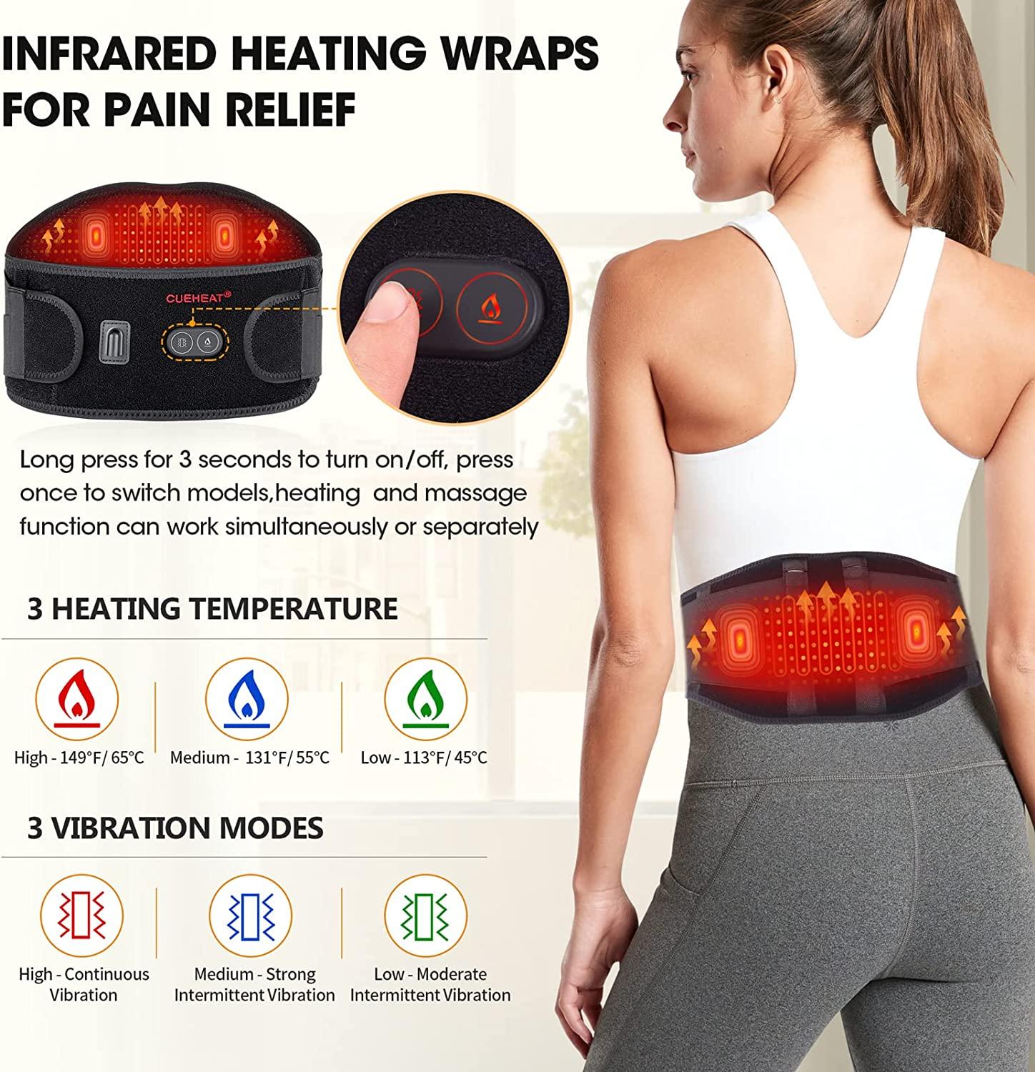 Lower Back Massager for Pain Relief Deep Tissue, Heating Pad for Back Pain  Relief, 3 Vibration Modes 3 Heating Levels, Red Light Therapy Device with