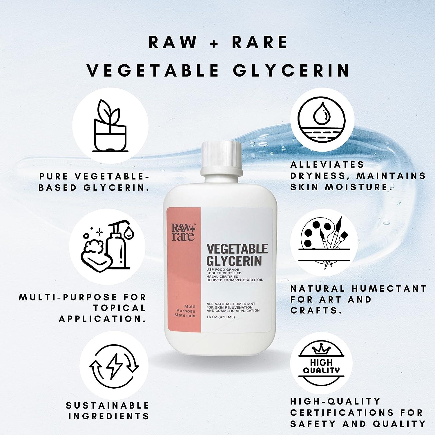 Raw Plus Rare Vegetable Glycerin/Glycerine Quart Natural Pure USP