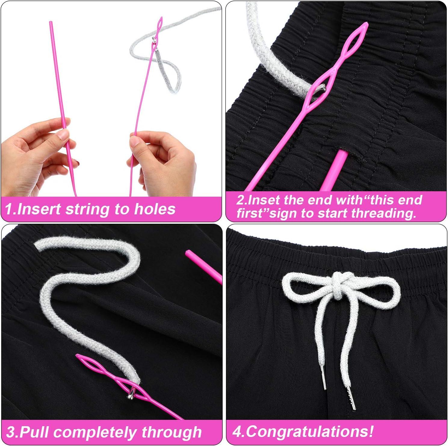 Drawstring Cords Replacement Drawstrings with Easy Threader for Sweatpants  Shorts Pants Jackets Coats (Black, White)