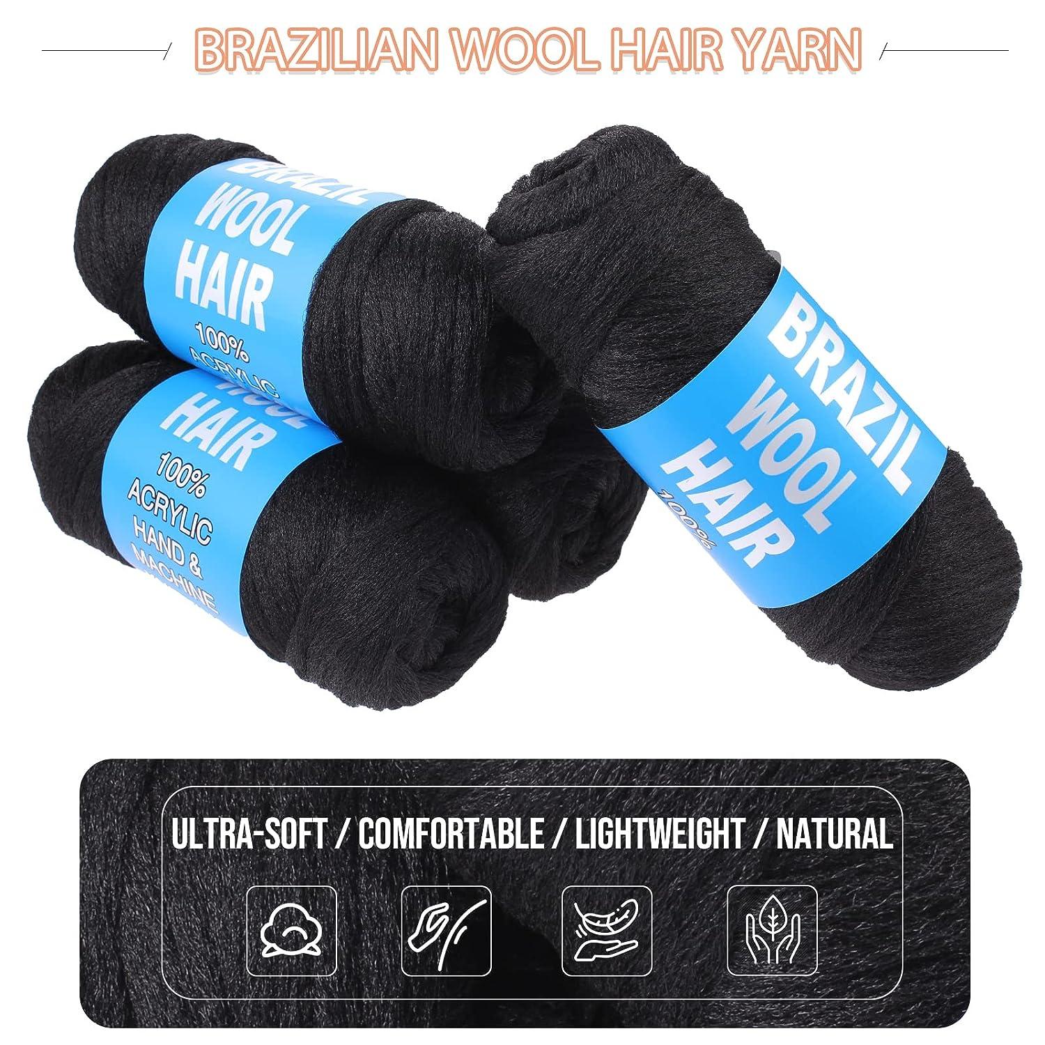 RuiYok 4Pcs Red Brazilian Wool Hair for Braids Acrylic Hand Knitting Yarn  for Hair Braiding Hair Extension Faux Locs Crochet Braid Twisting Jumbo