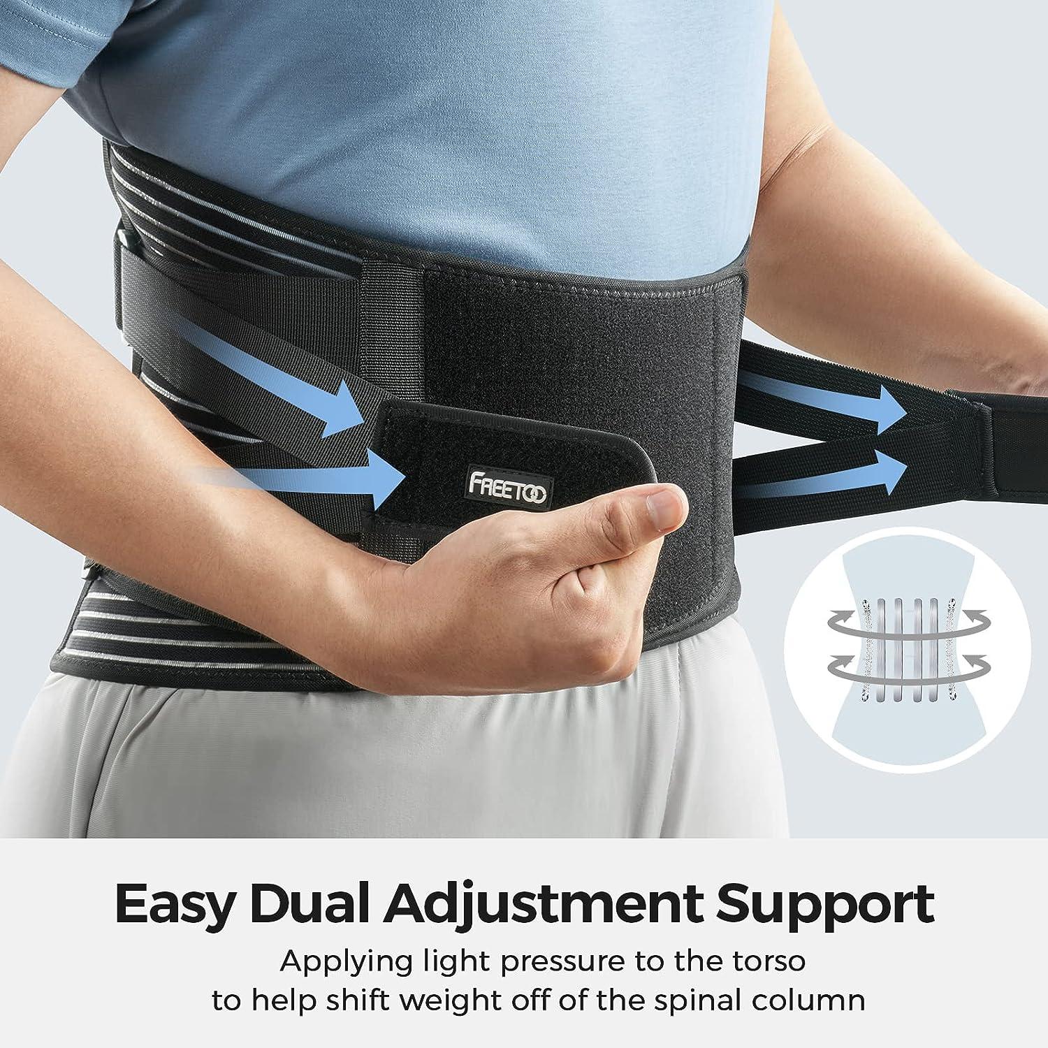 FREETOO Back Brace for Women Men Lower Back Pain Relief with 6 Stays,  Breathable Back Support Belt for Heavy Lifting Work , Anti-Skid Lumbar  Support