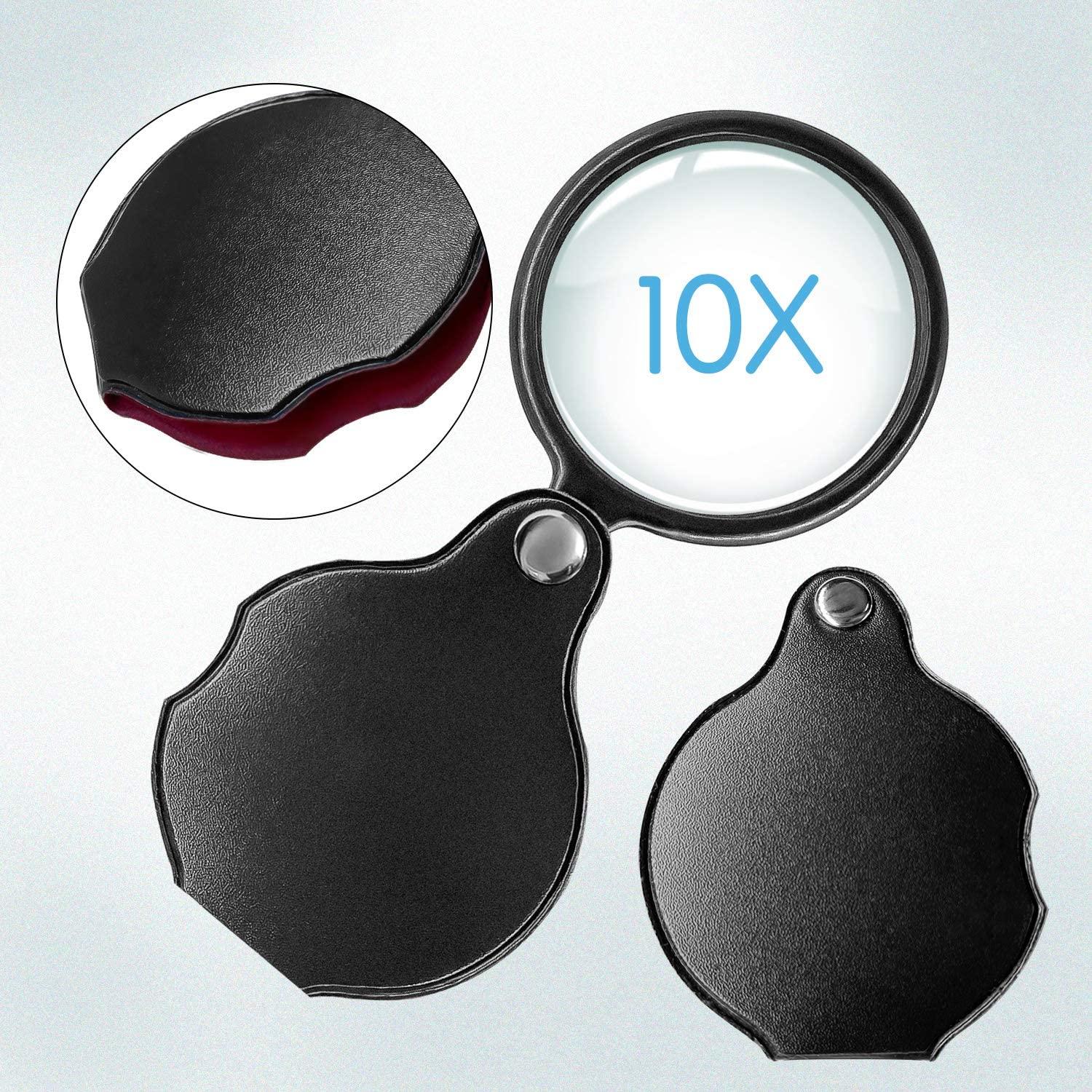 2PCS Upgrade 10X Small Magnifying Glasses for Kids/Senior, Pocket