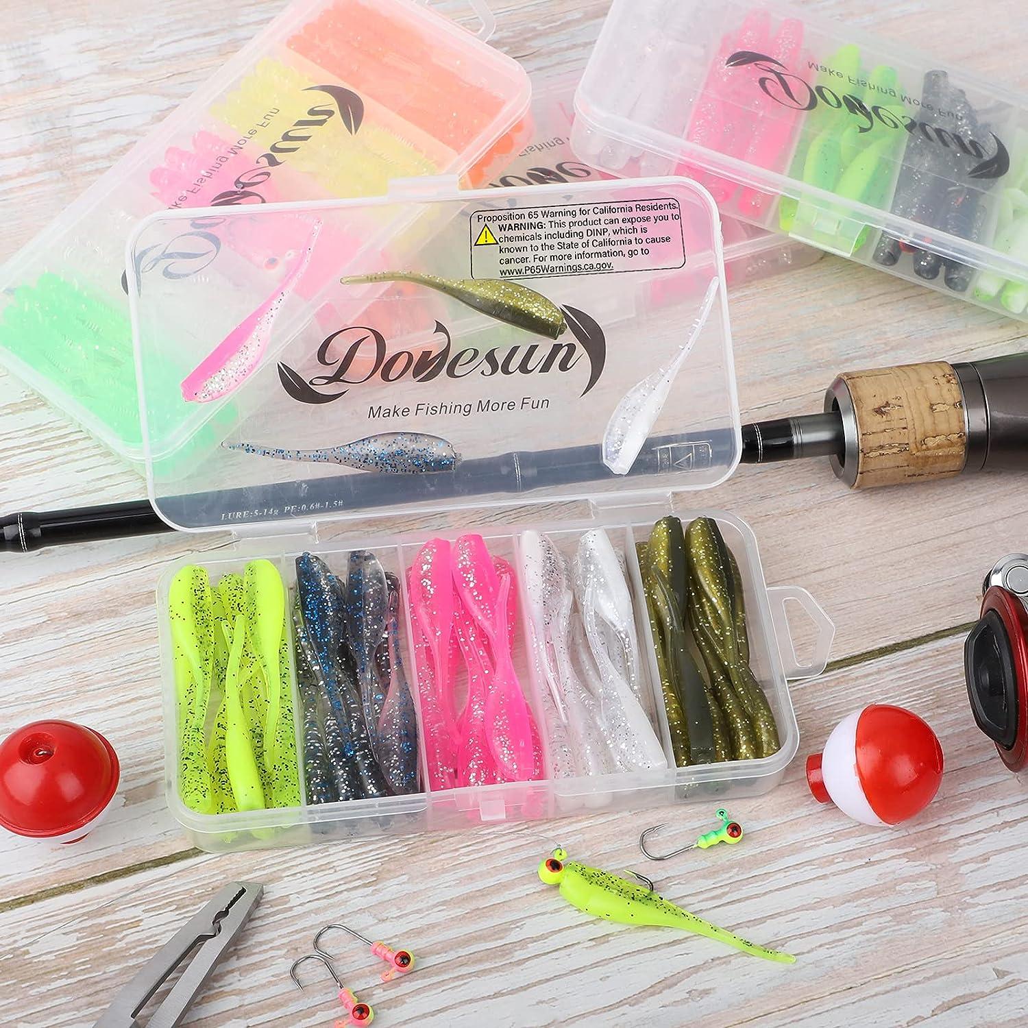 Dovesun Crappie Lures Kit, Fishing Soft Plastic Lures Crappie Walleye Trout  Bass Fishing Baits Fishing Grubs 75Pcs with Trackle Box : Buy Online at  Best Price in KSA - Souq is now