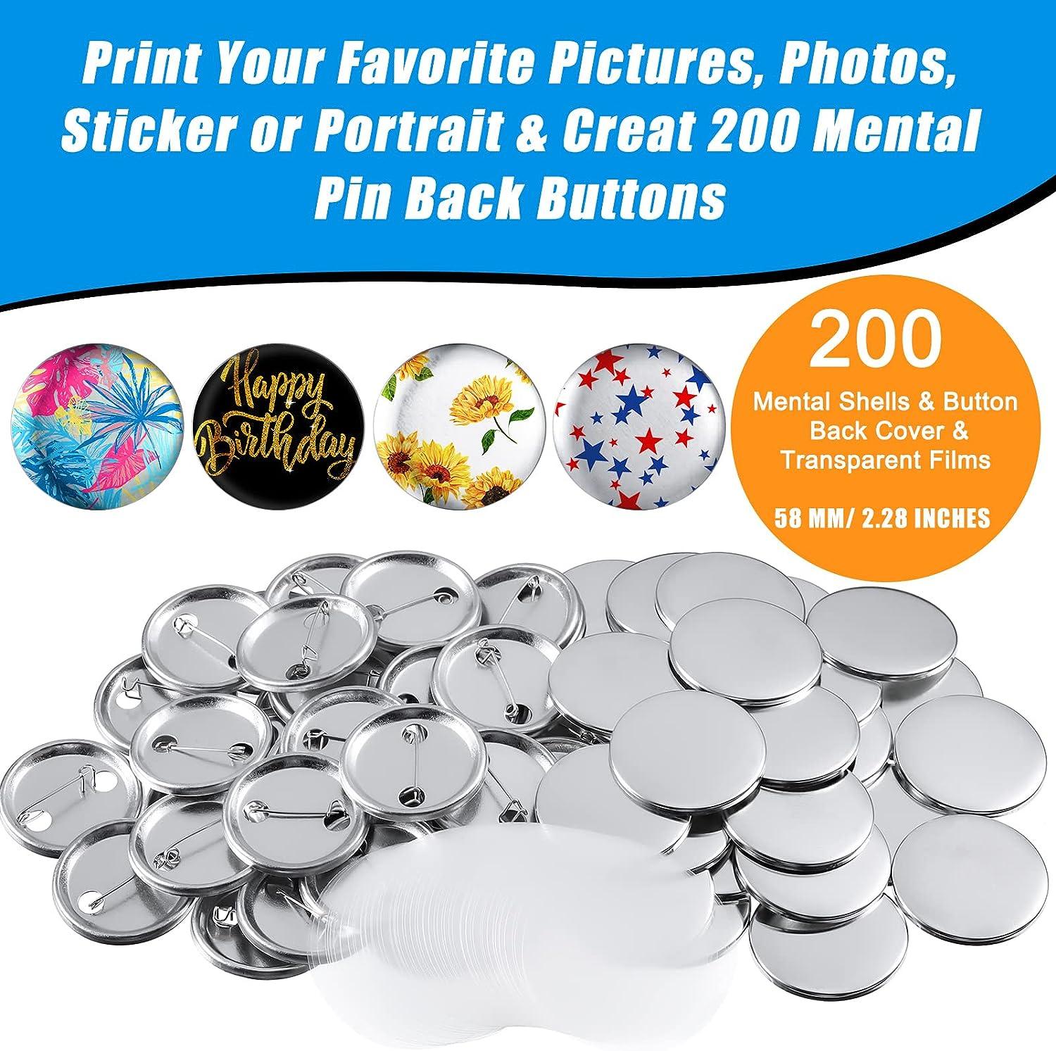 1500 Pieces 25 mm/ 1 Inch Button Making Supplies Round Badge Blank Button  Pins Metal Button Parts Kit for Button Maker Machine, Including Metal Cover
