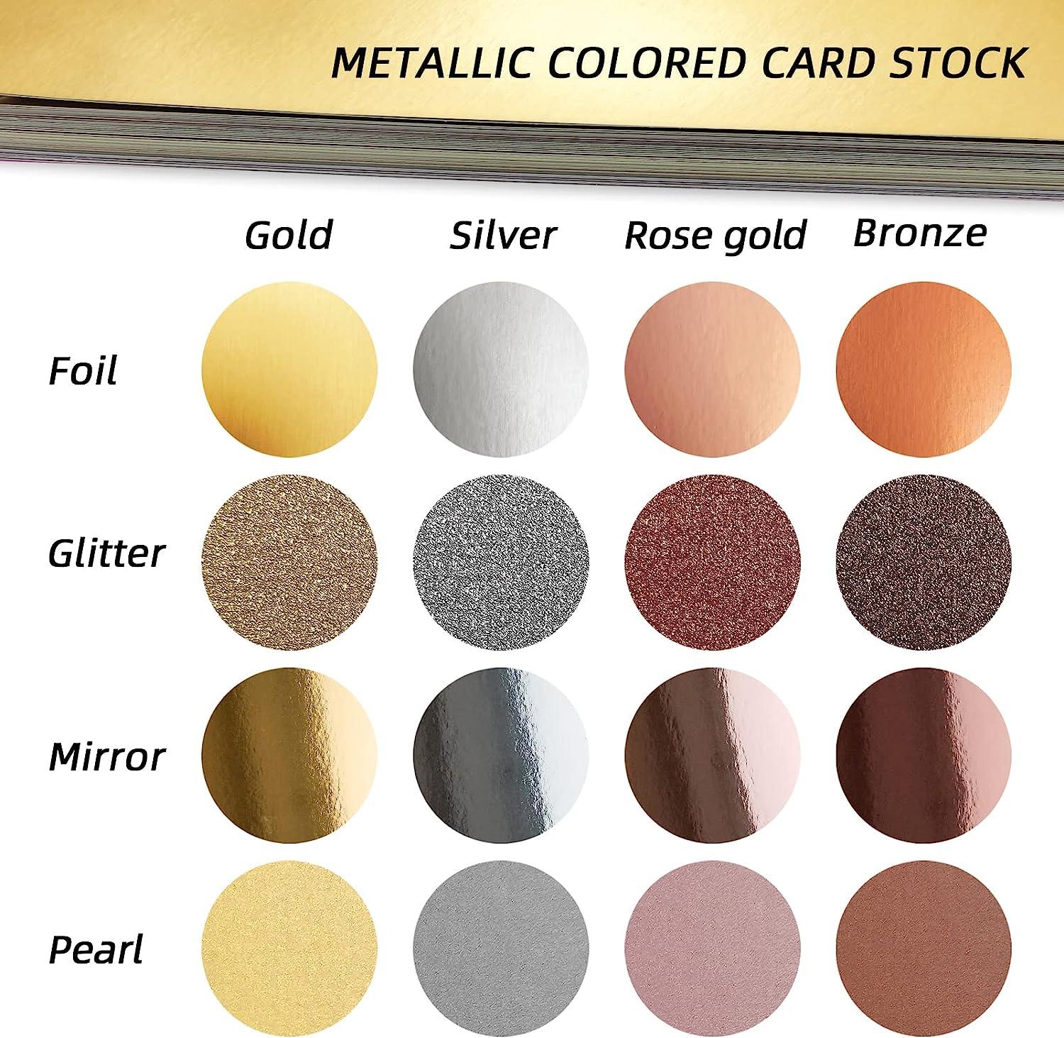 100 Sheets Metallic Holographic Card Stock Shiny Mirror Paper