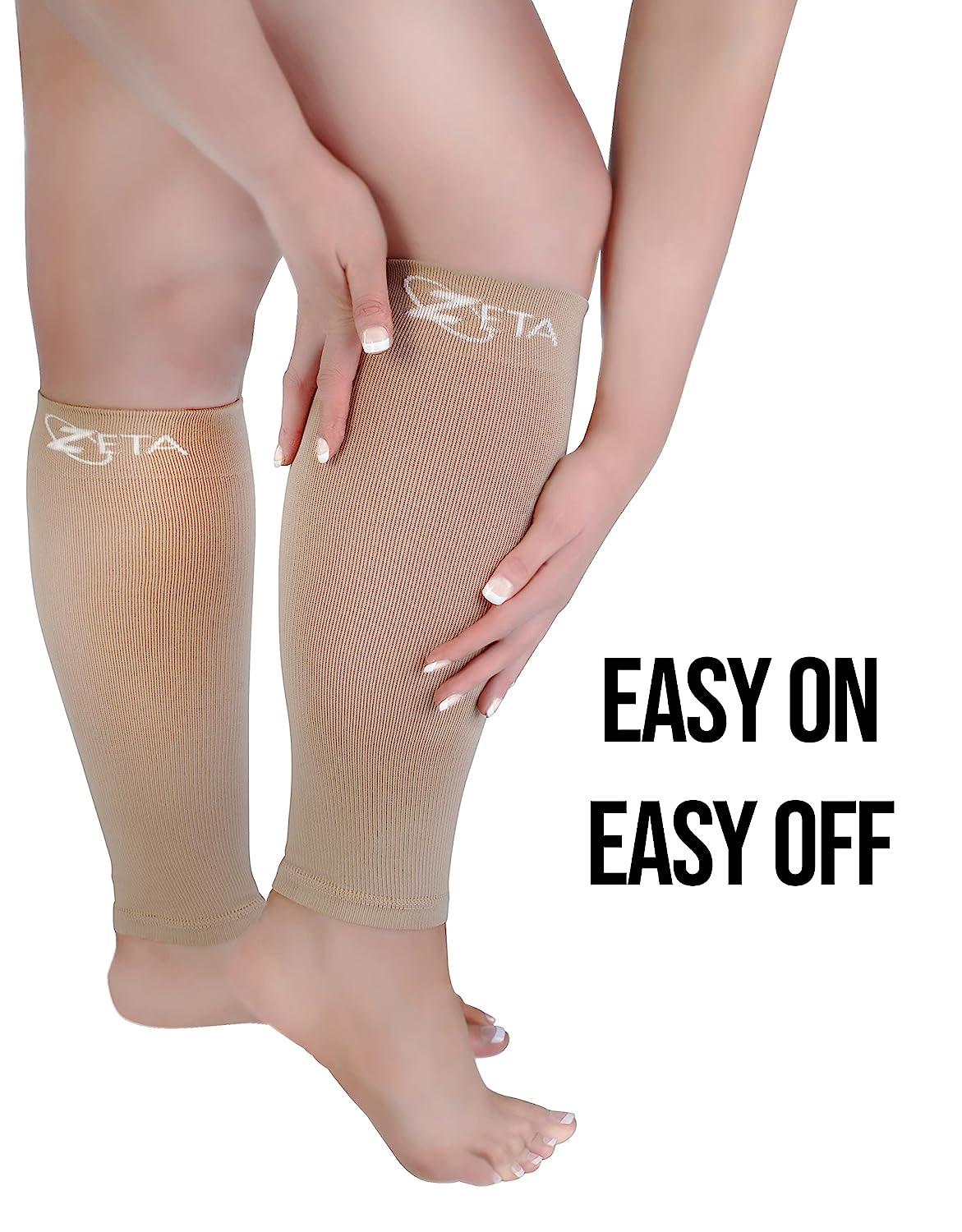 Zeta Plus Size Short Length Leg Sleeve Support Socks - The Wide Calf  Compression Sleeve Women Love for Its Amazing Fit, Cotton-Rich Comfort, Graduated  Compression & Soothing Relief, 1 Pair, 2XL, Nude
