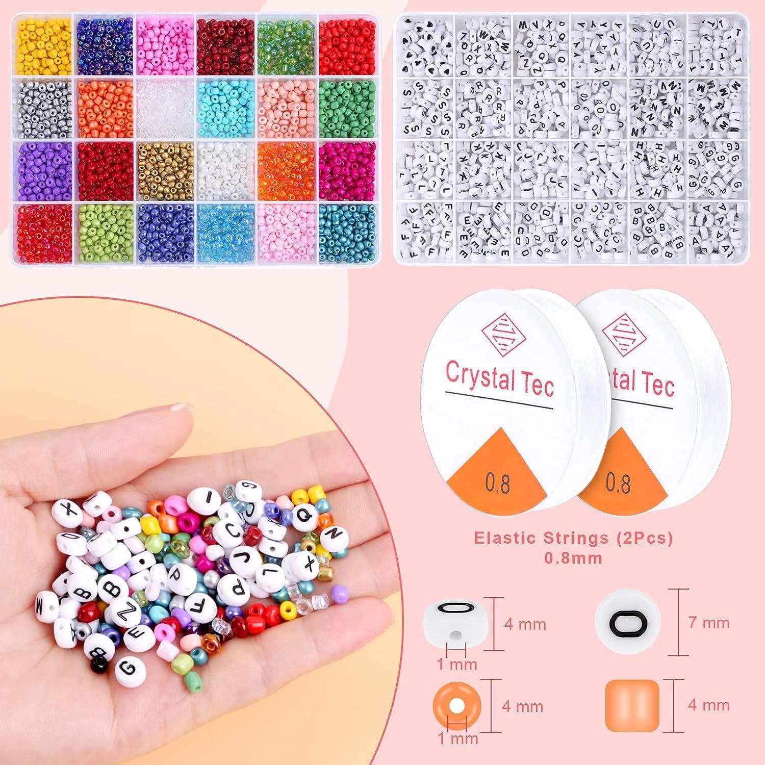 5000Pcs 4mm Seed Beads and Letter Beads 24 Colors Glass Beads Kit with  1200pcs Alphabet Beads for Jewelry Making Jewelry Beads Set for Necklace  Earring DIY Craft Jewelry Making Girls Christmas Gifts