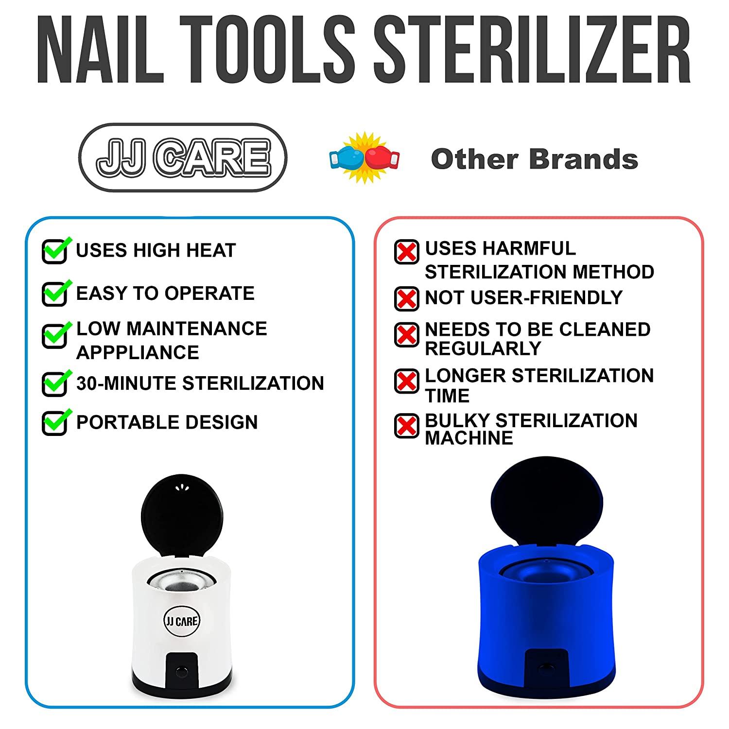 JJ CARE Nail Tool Sterilizer with Glass Beads - Manicure Tool
